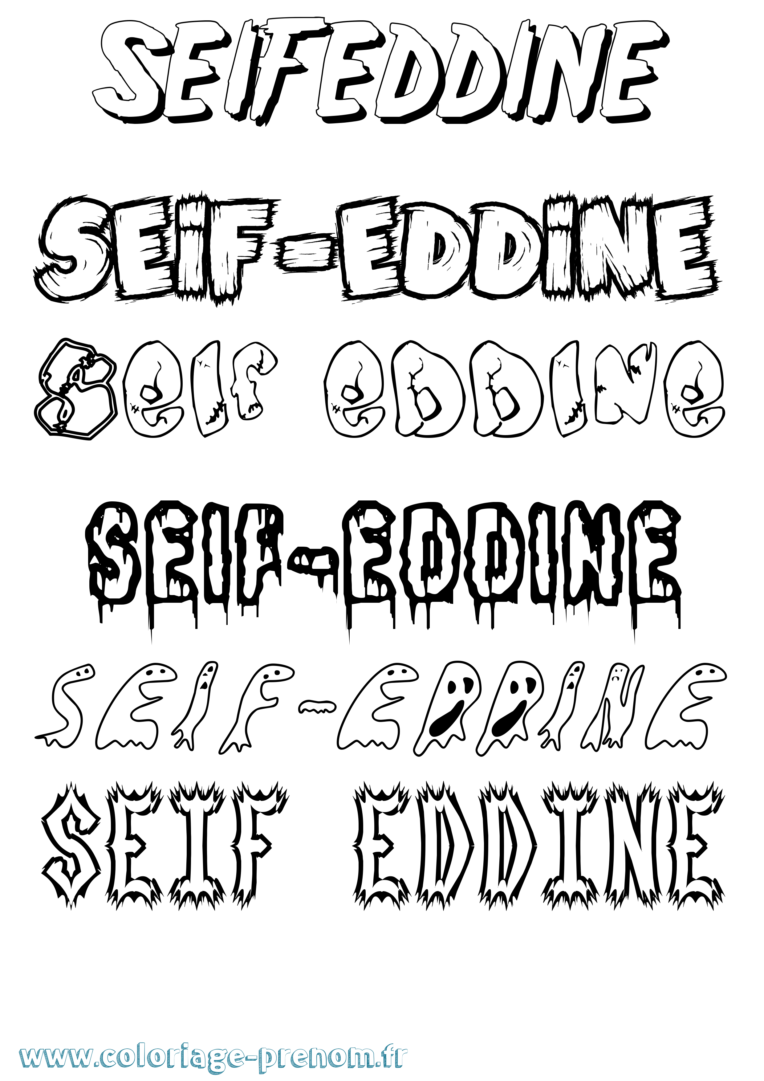 Coloriage prénom Seif-Eddine Frisson