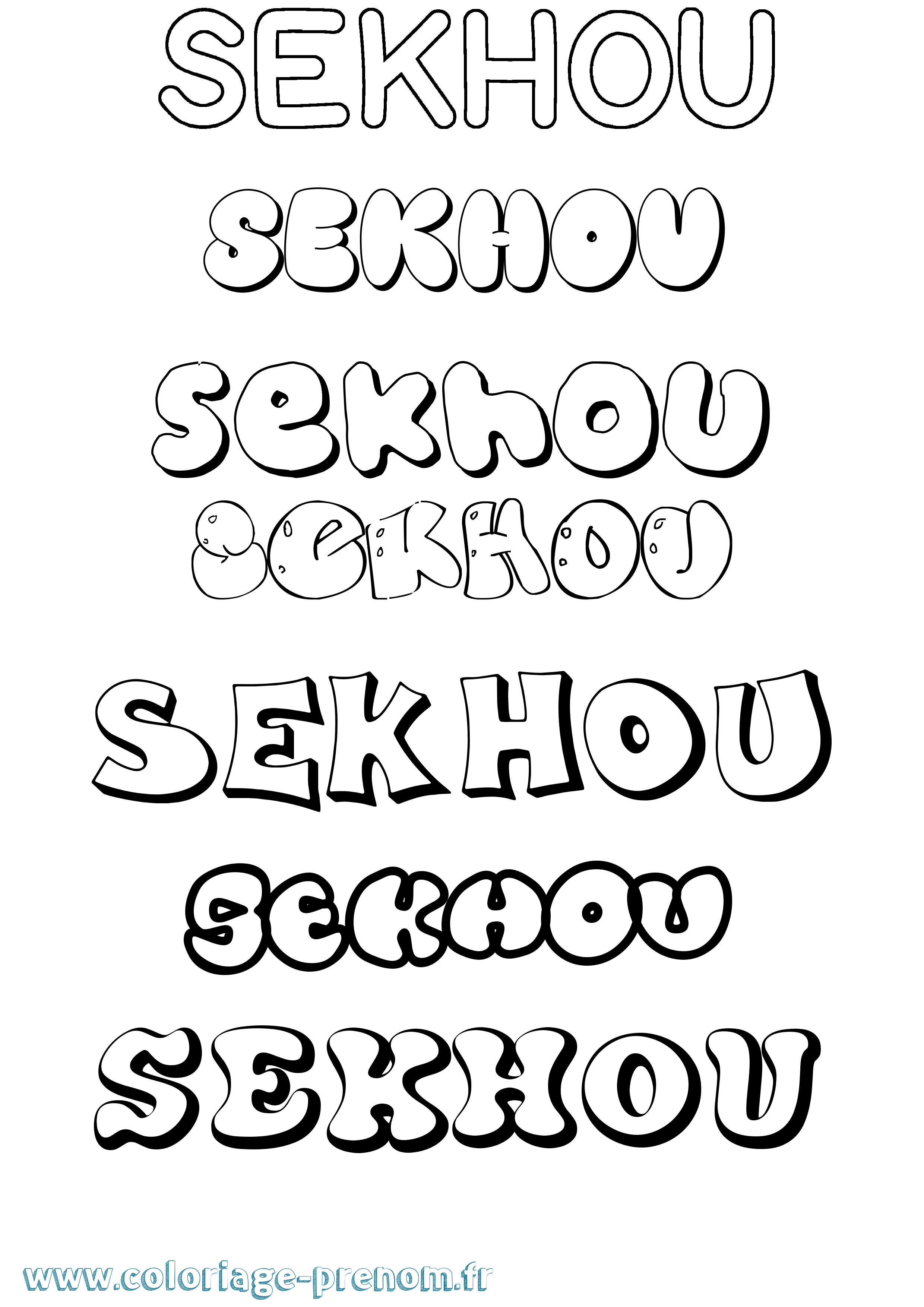Coloriage prénom Sekhou Bubble