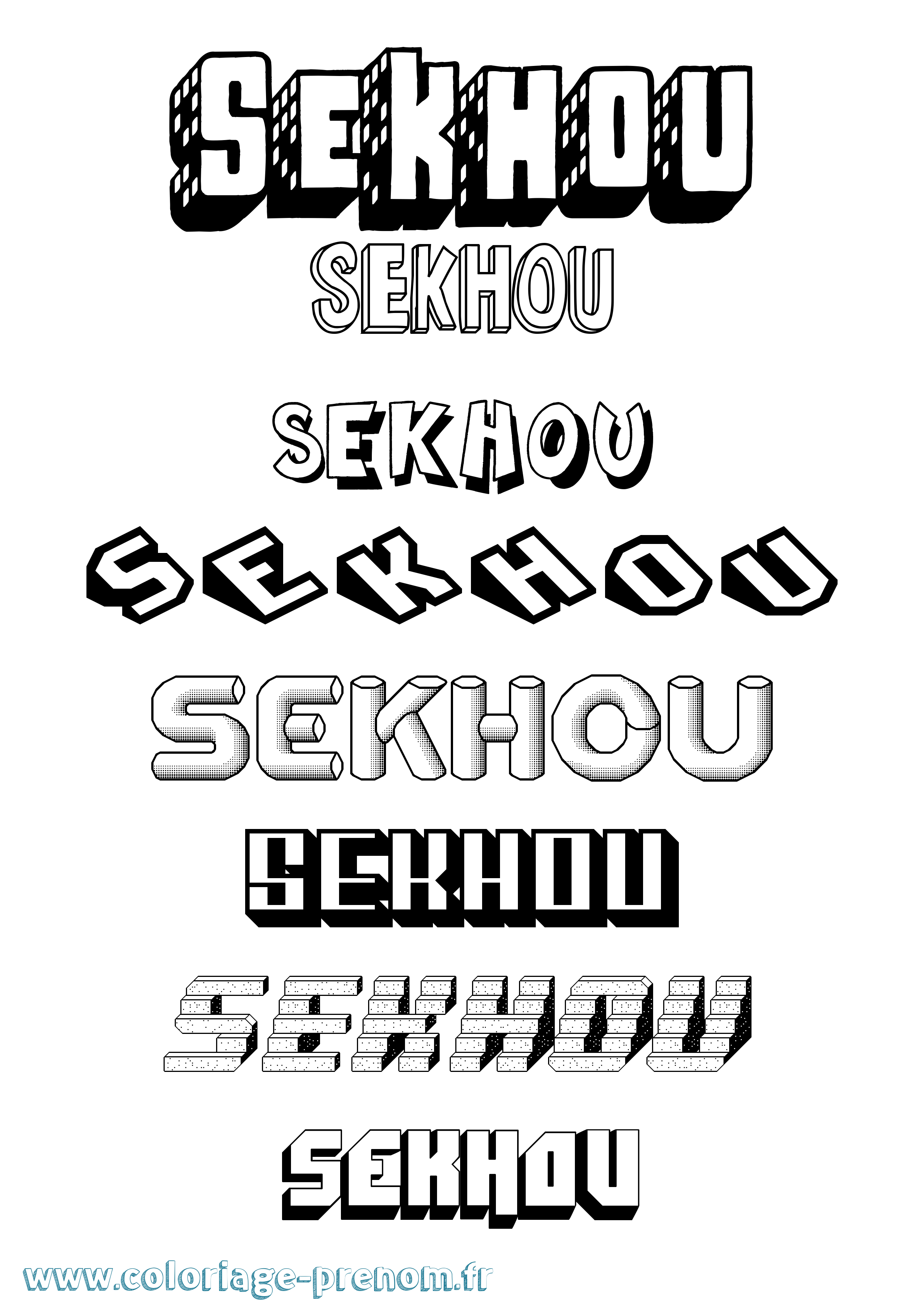 Coloriage Sekhou Effet 3D Coloriage prénom Sekhou Effet 3D