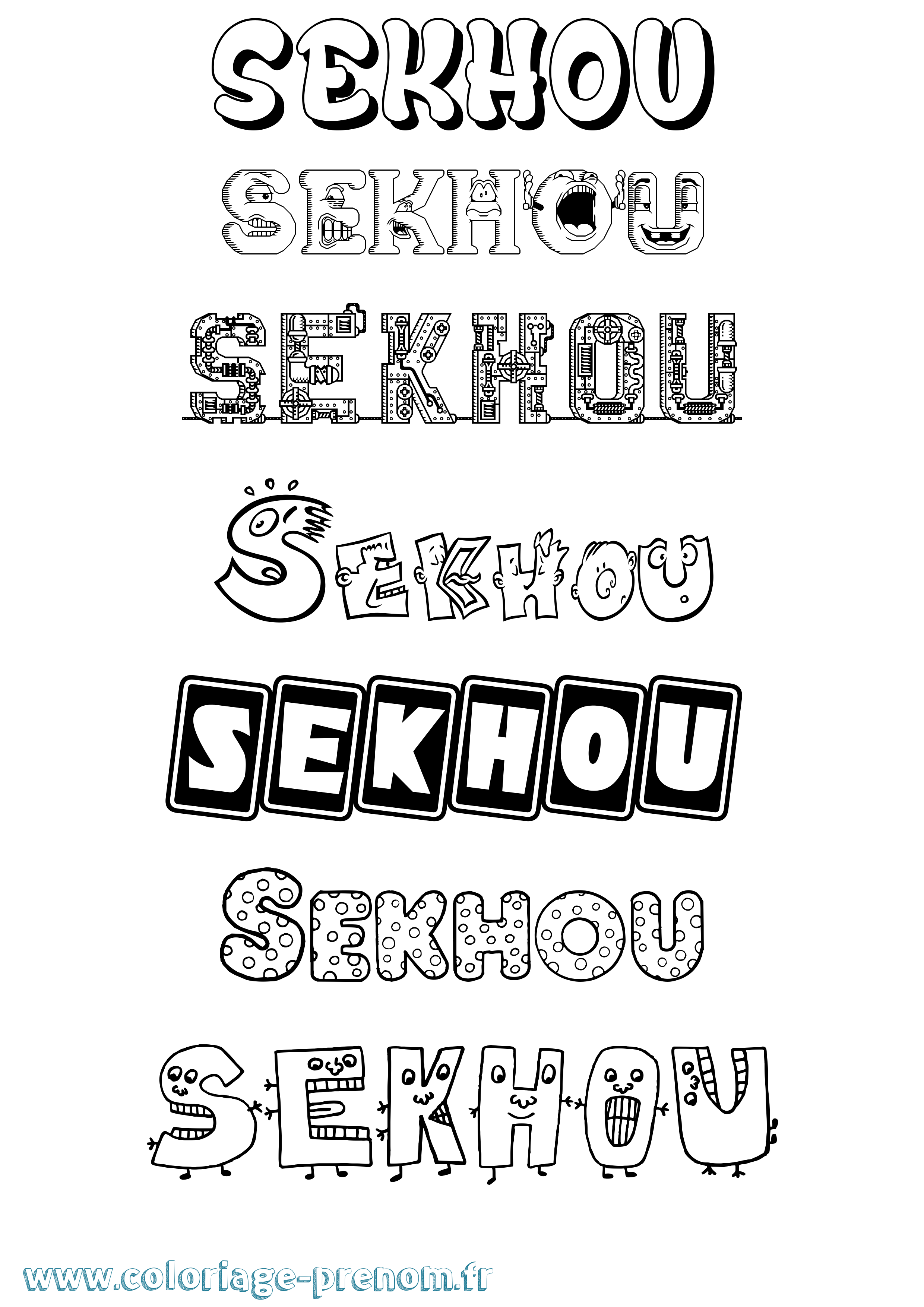 Coloriage prénom Sekhou Fun