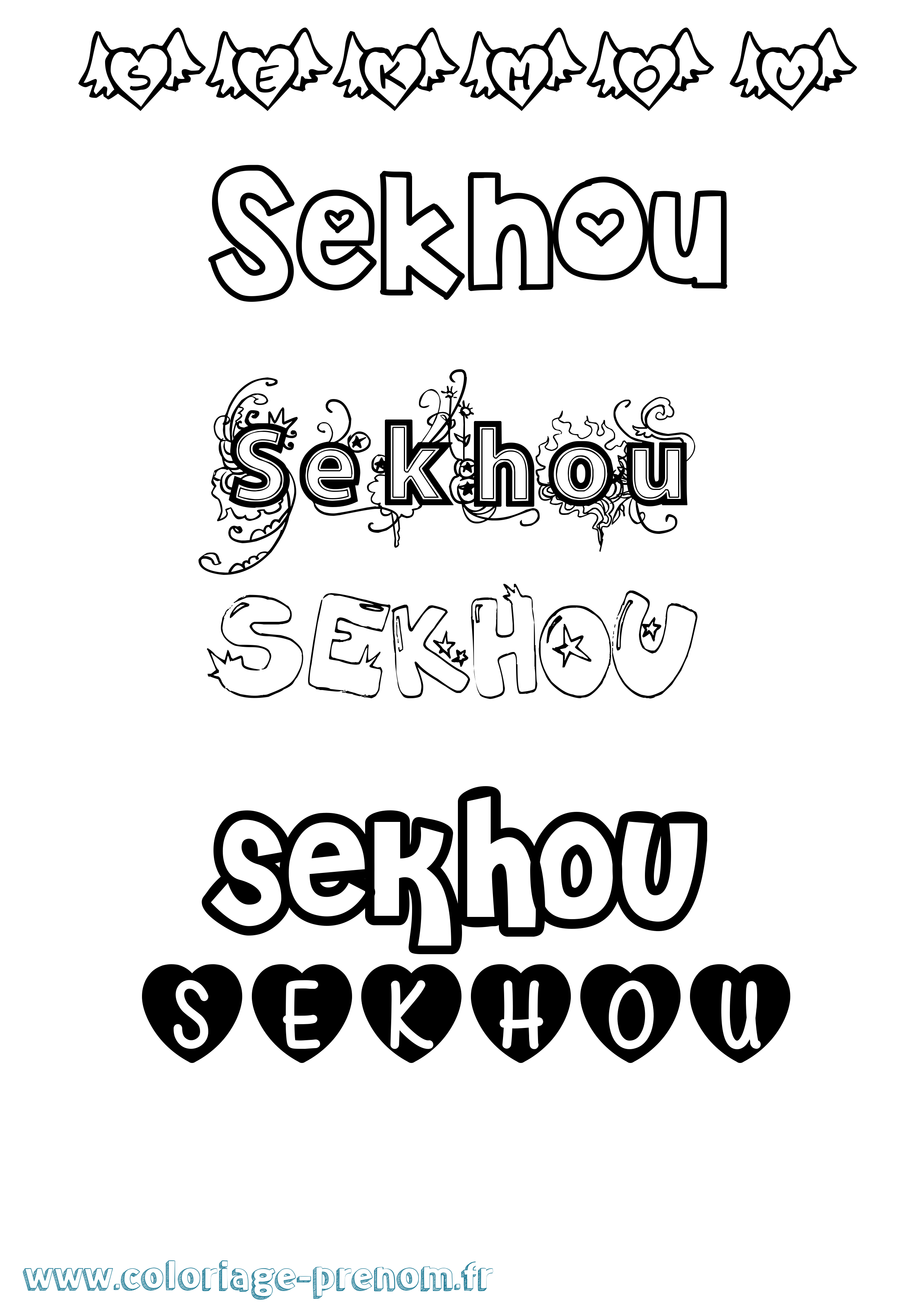 Coloriage Sekhou Girly Coloriage prénom Sekhou Girly