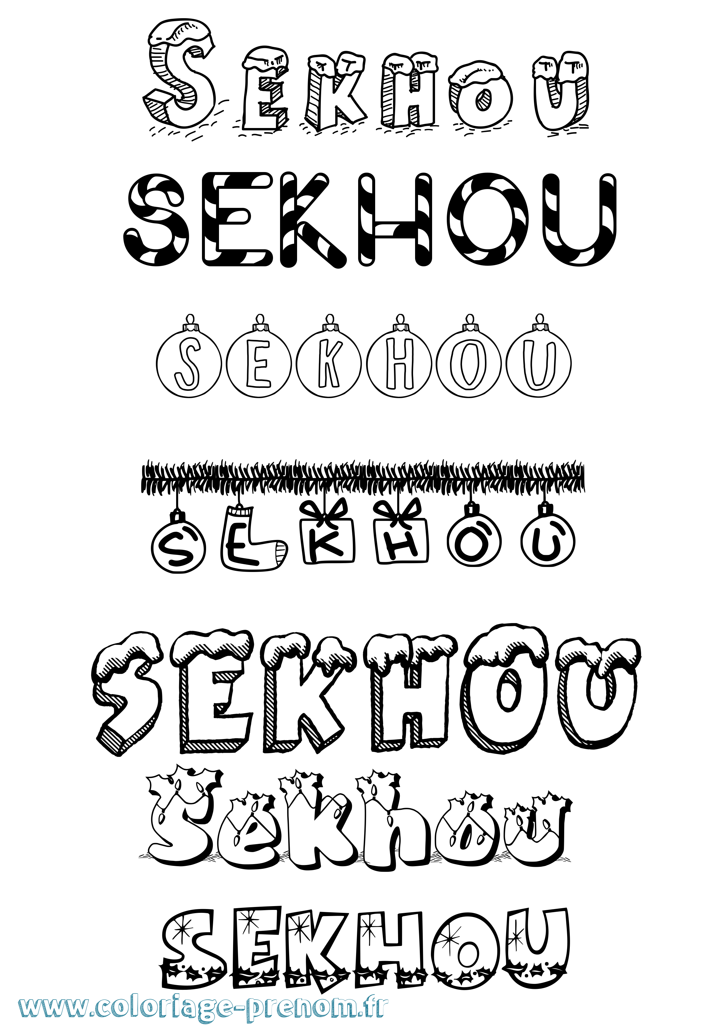 Coloriage Sekhou Noël Coloriage prénom Sekhou Noël
