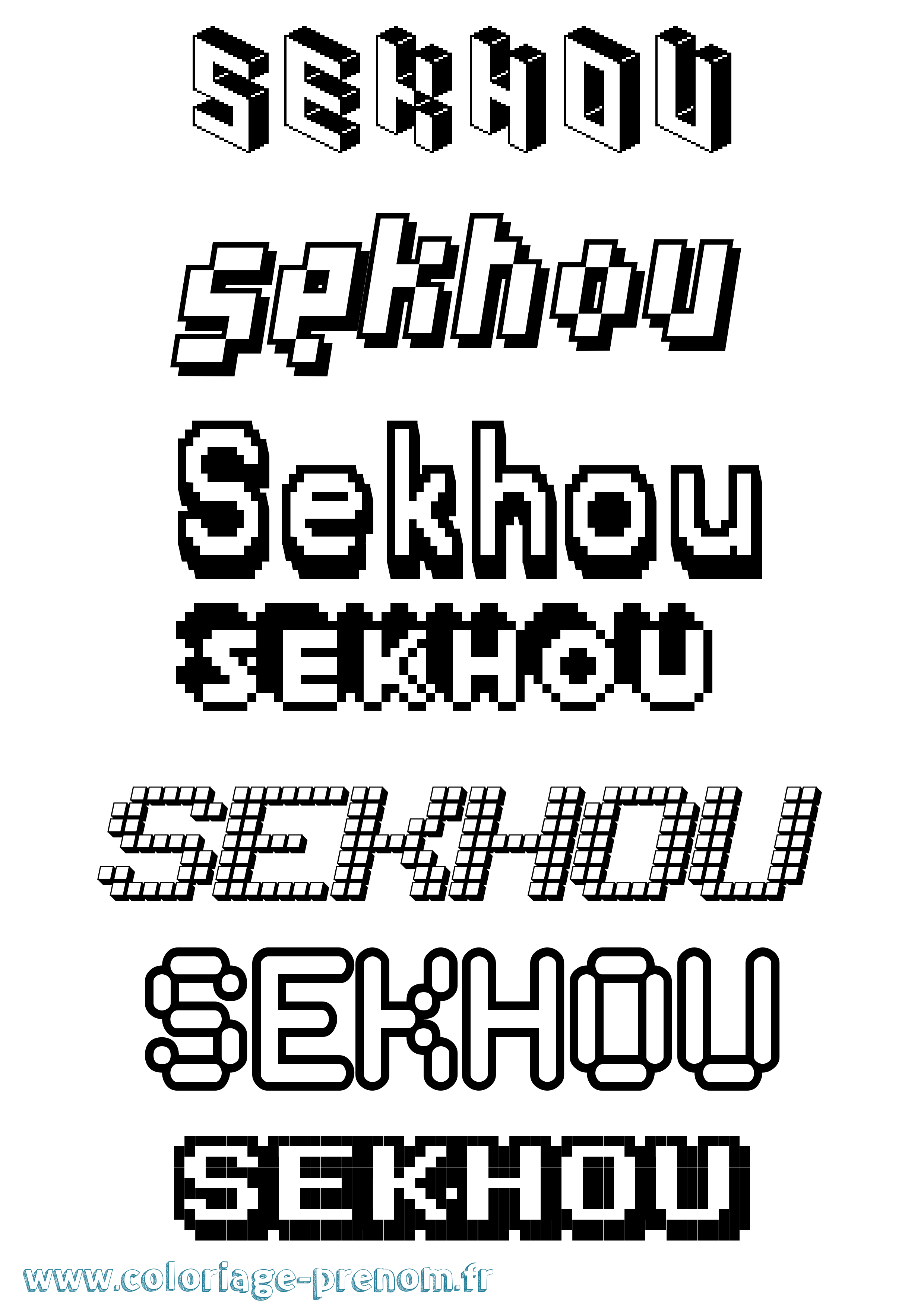 Coloriage prénom Sekhou Pixel