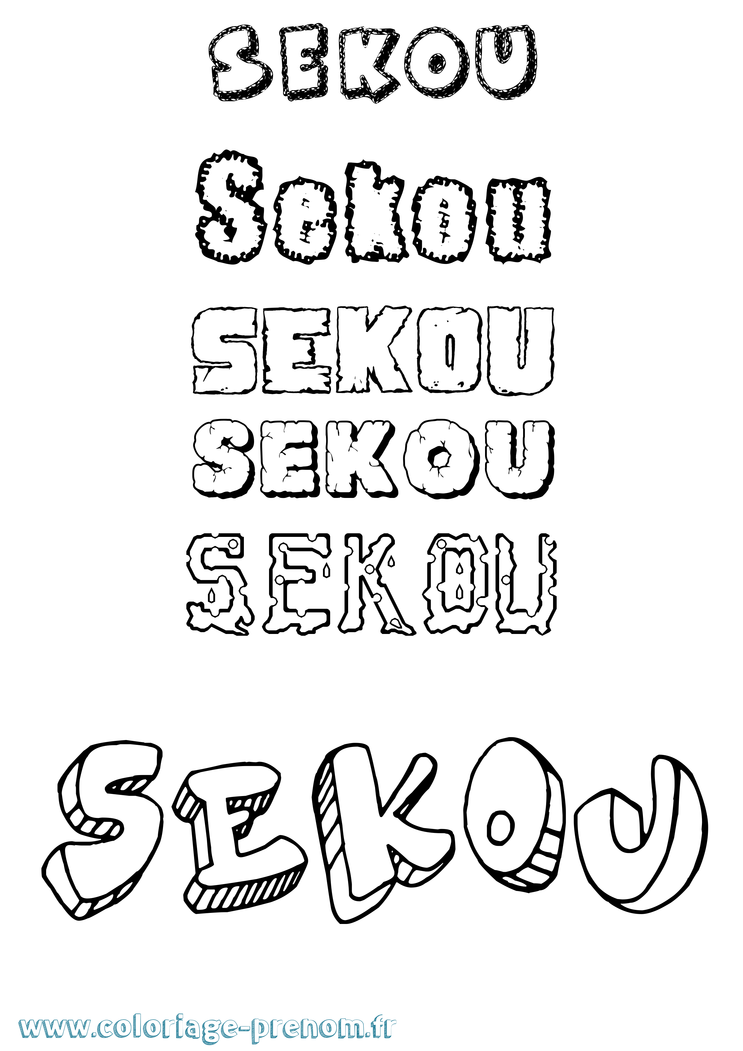 Coloriage prénom Sekou Destructuré