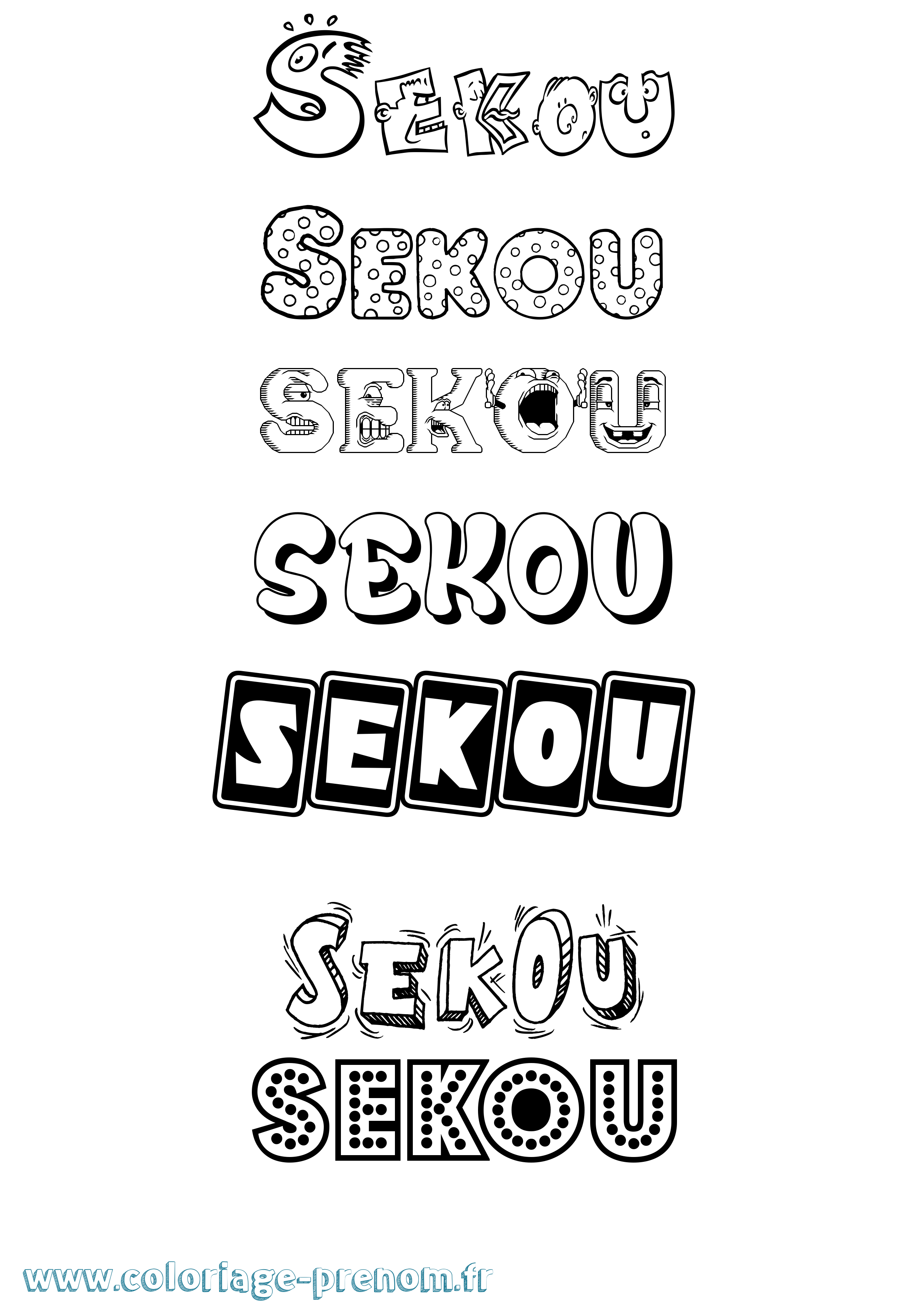 Coloriage prénom Sekou Fun