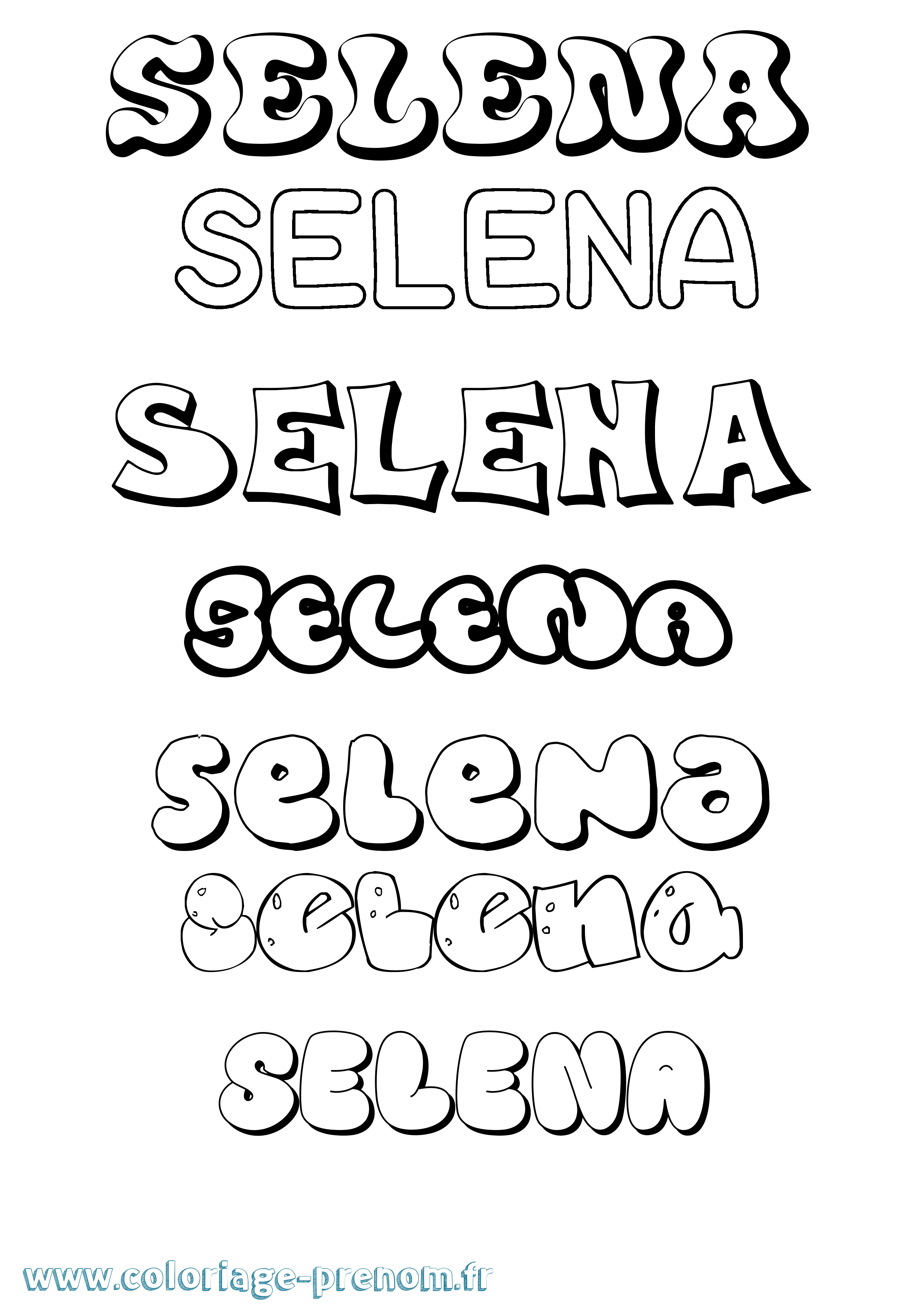 Coloriage prénom Selena Bubble