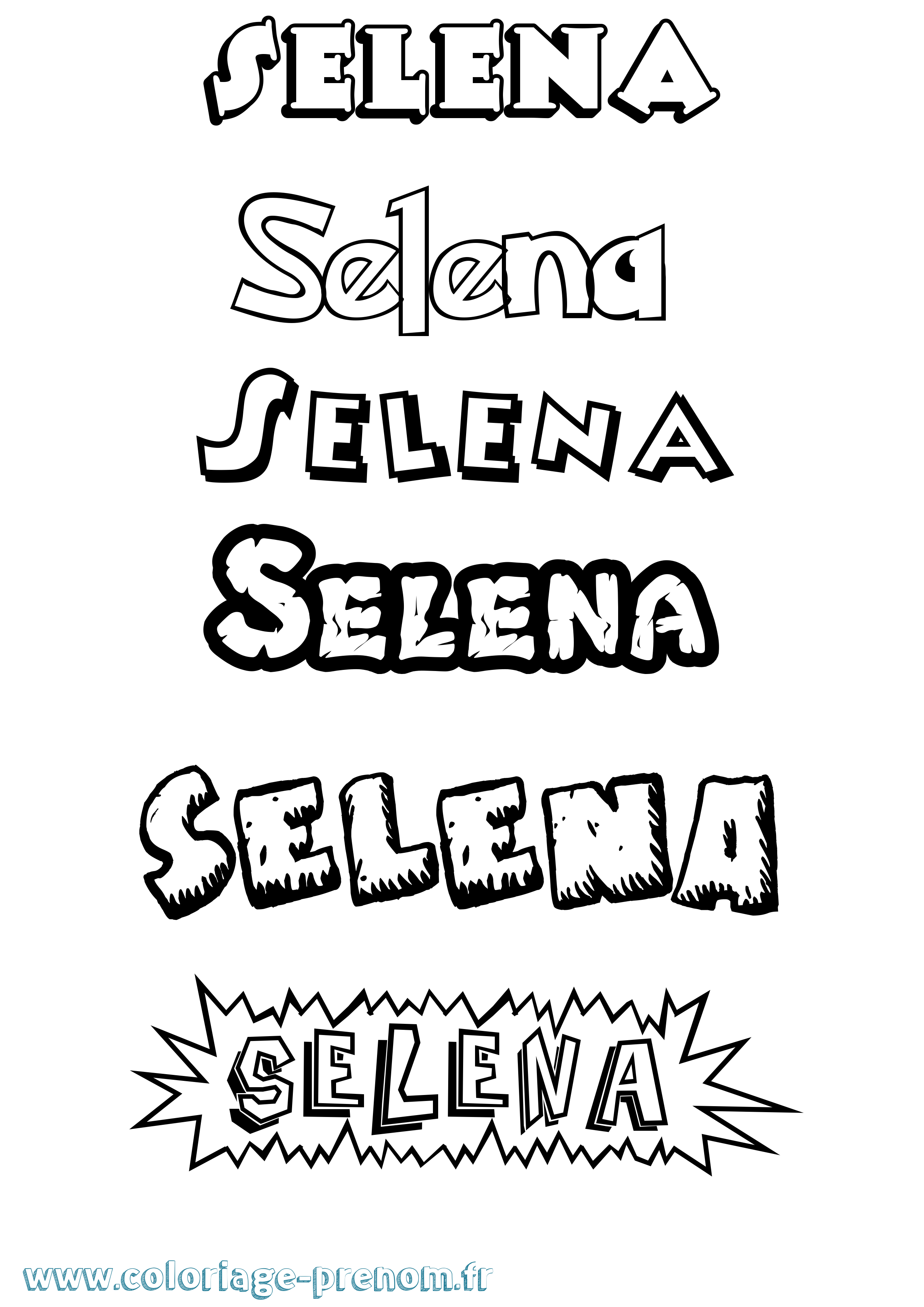 Coloriage prénom Selena Dessin Animé