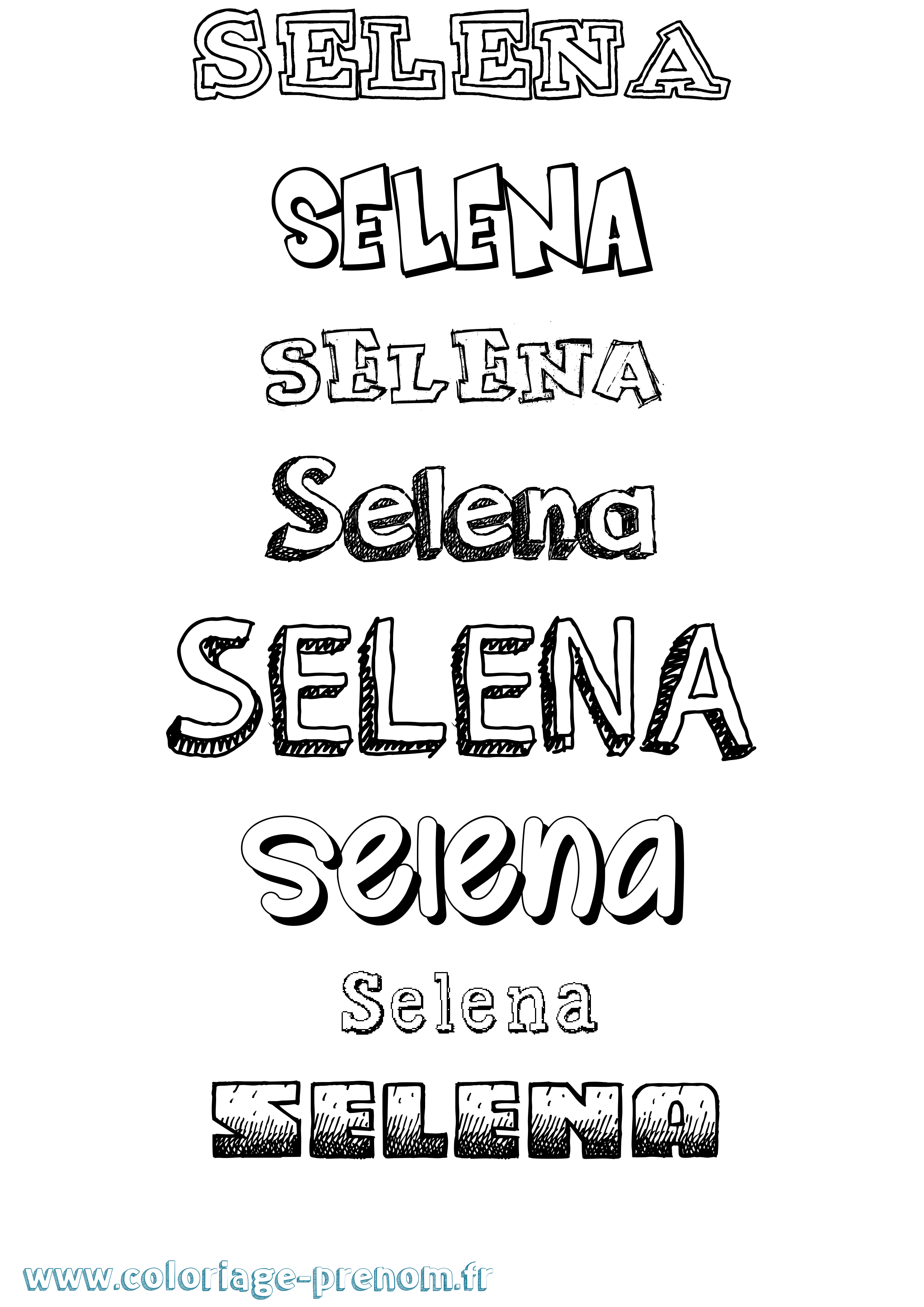 Coloriage prénom Selena Dessiné