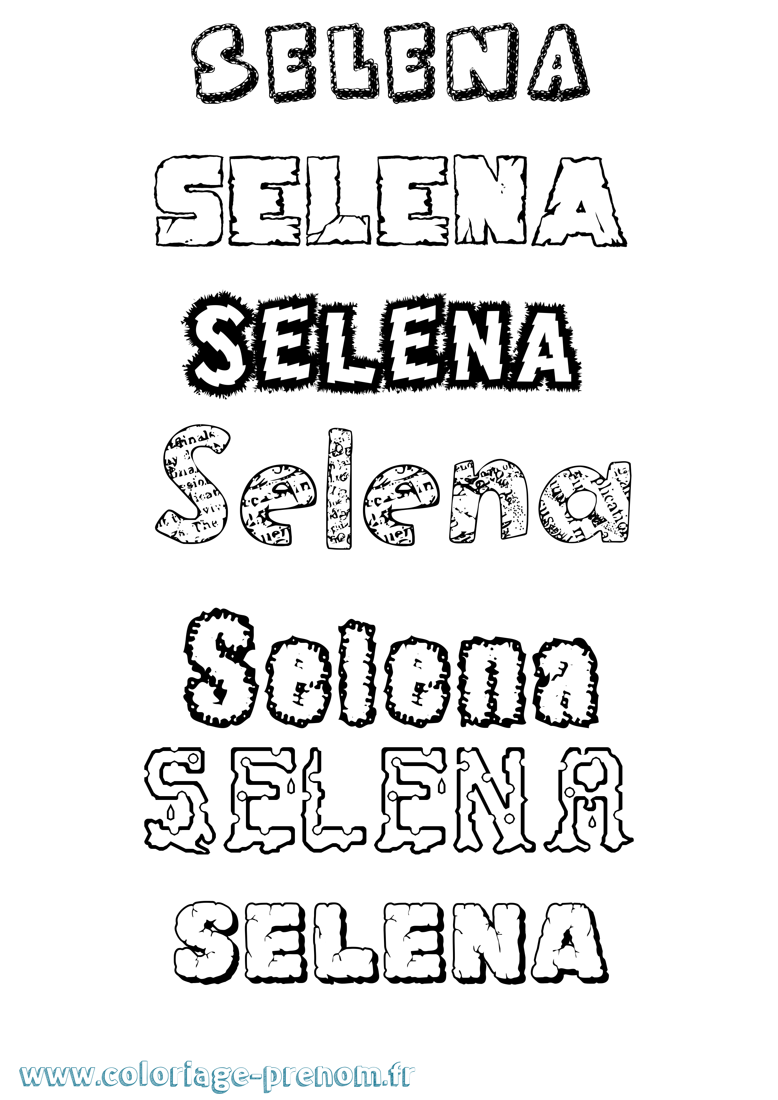 Coloriage Selena Destructuré Coloriage prénom Selena Destructuré