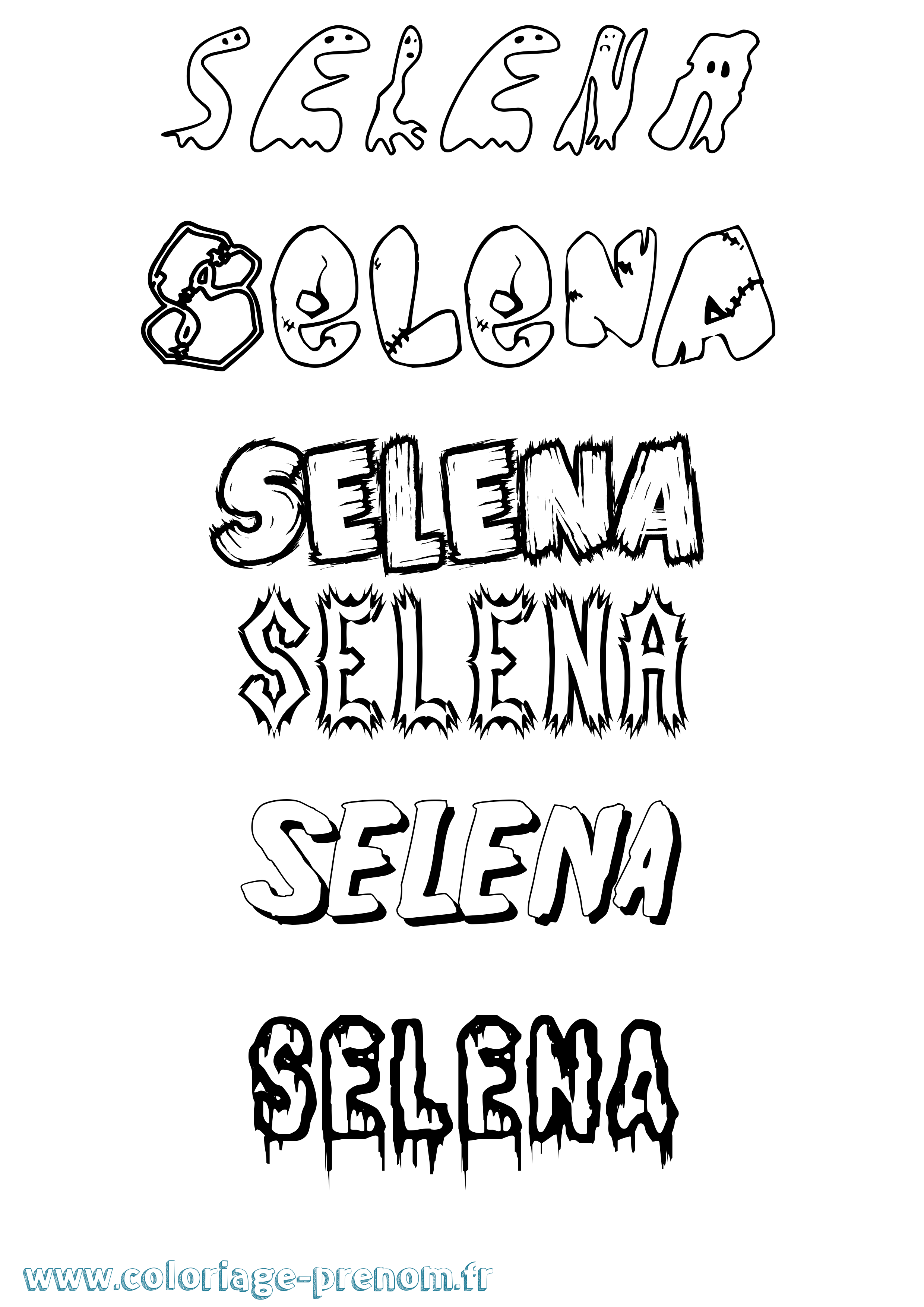 Coloriage prénom Selena Frisson