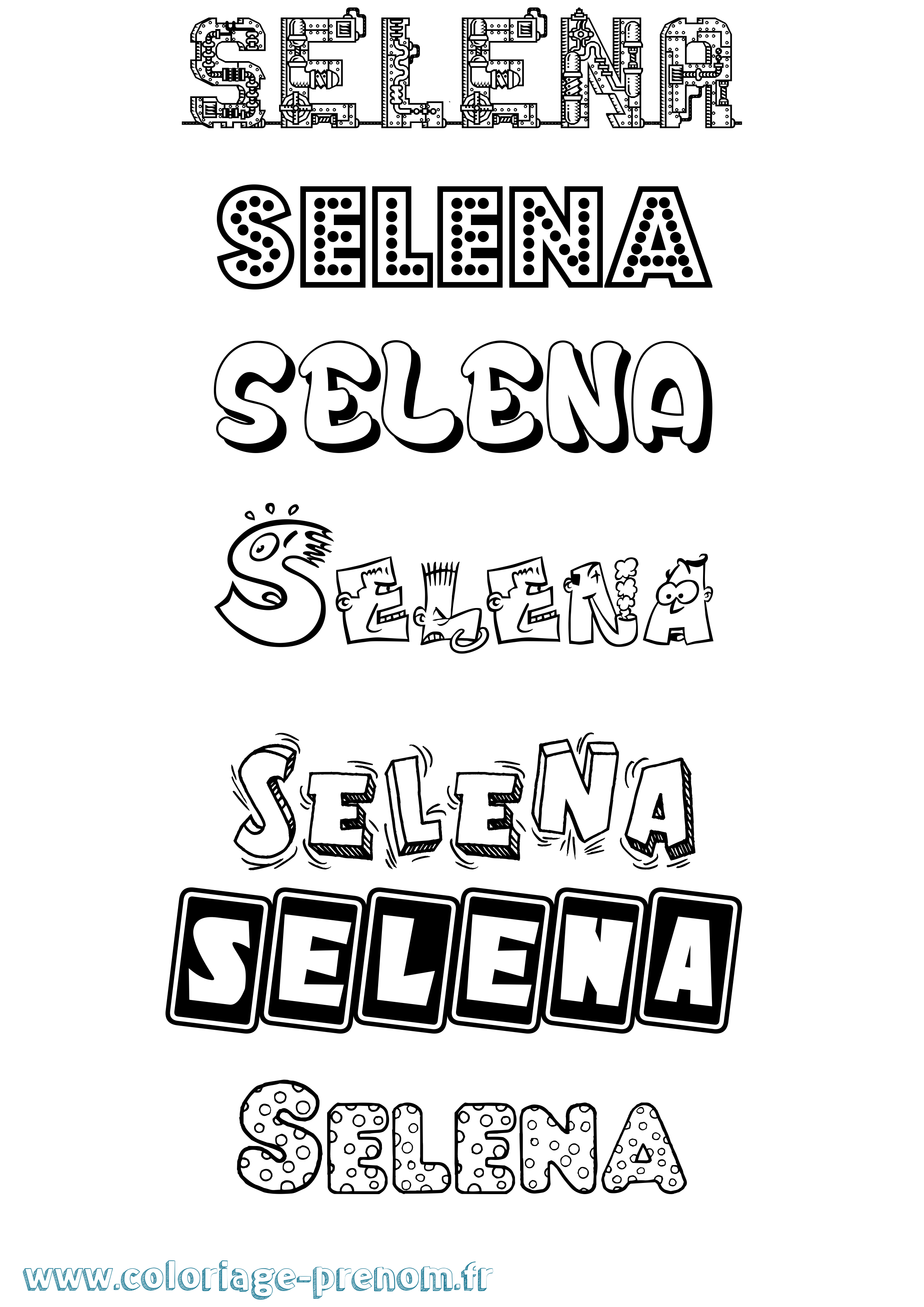 Coloriage prénom Selena Fun