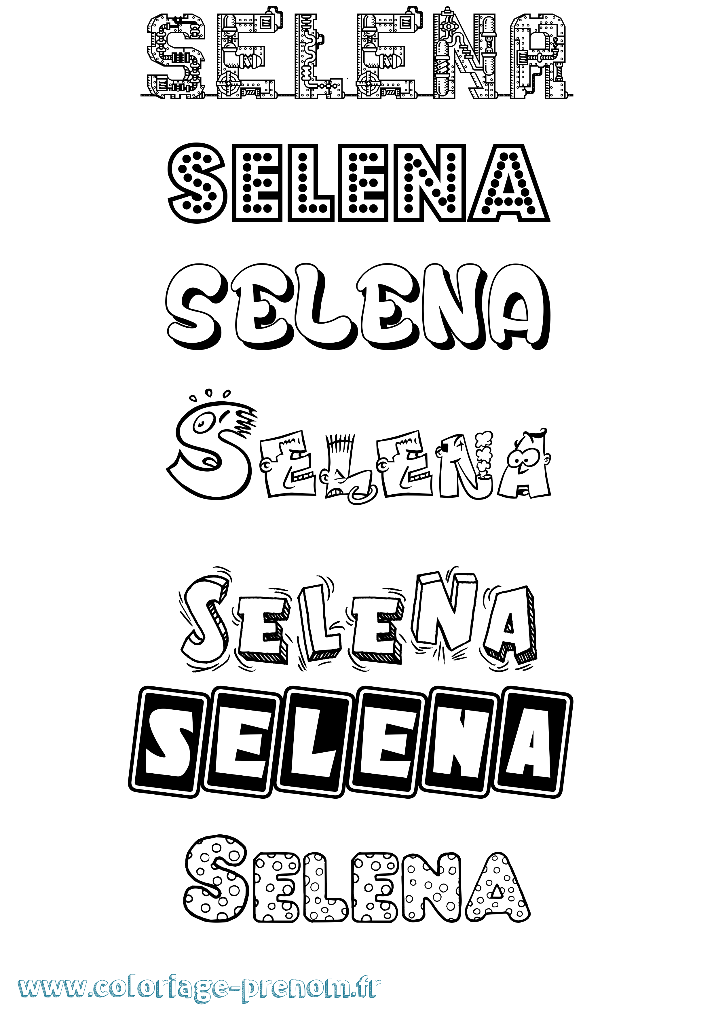 Coloriage Selena Fun Coloriage prénom Selena Fun