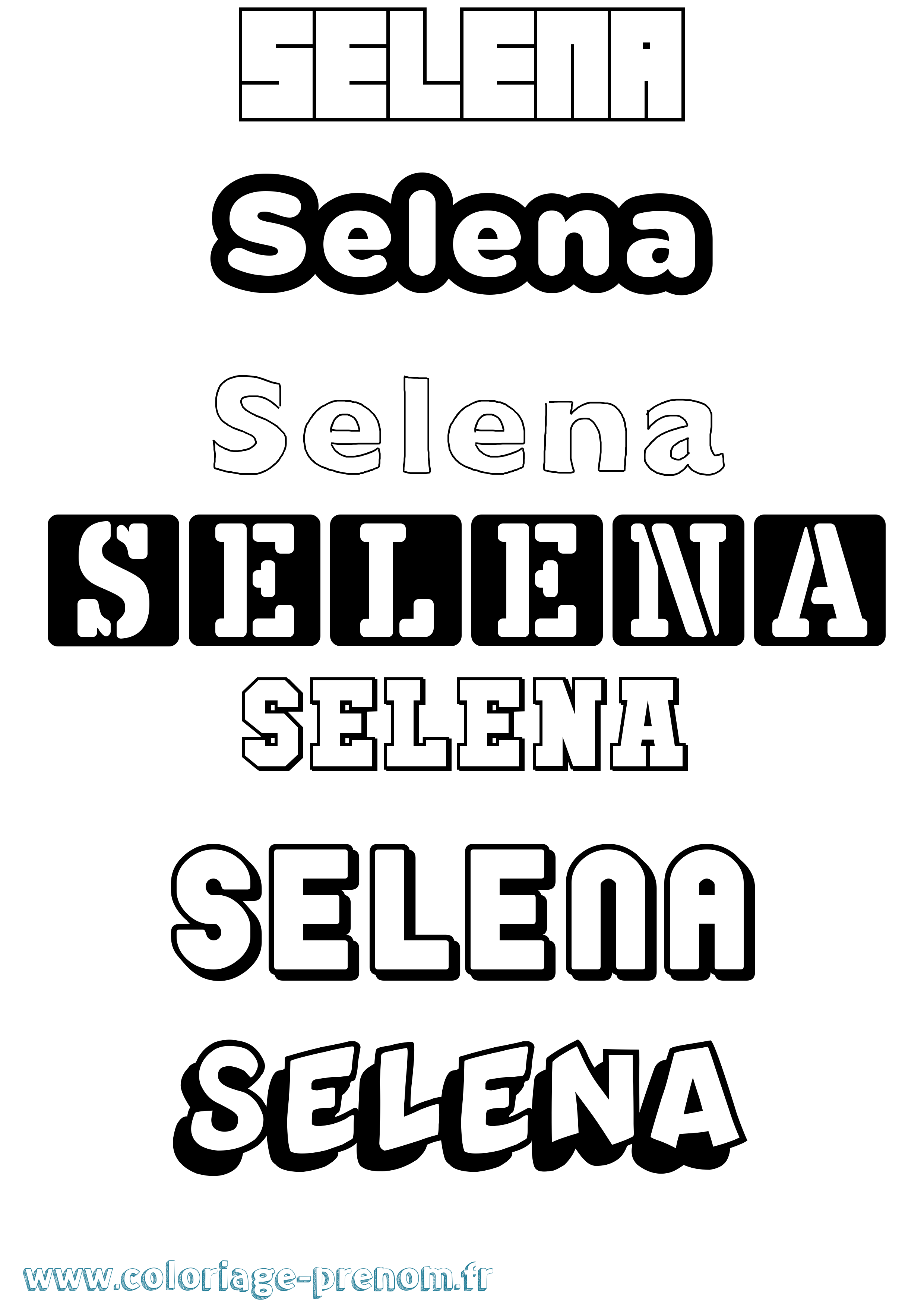 Coloriage prénom Selena Simple