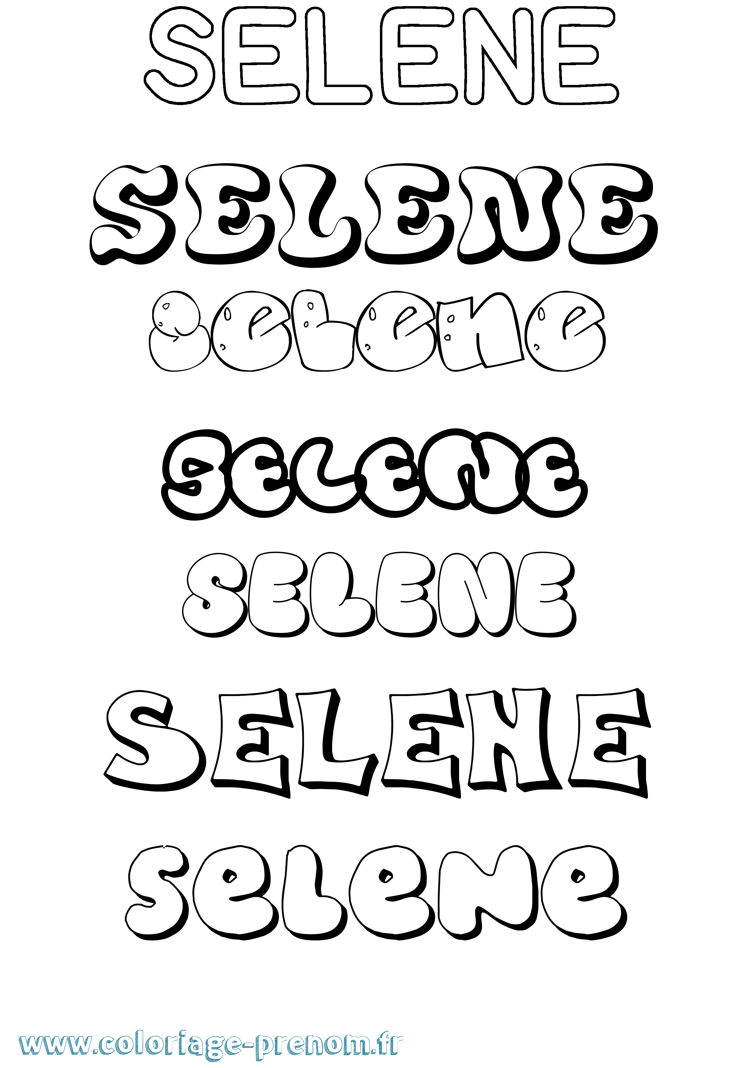 Coloriage Selene Bubble Coloriage prénom Selene Bubble