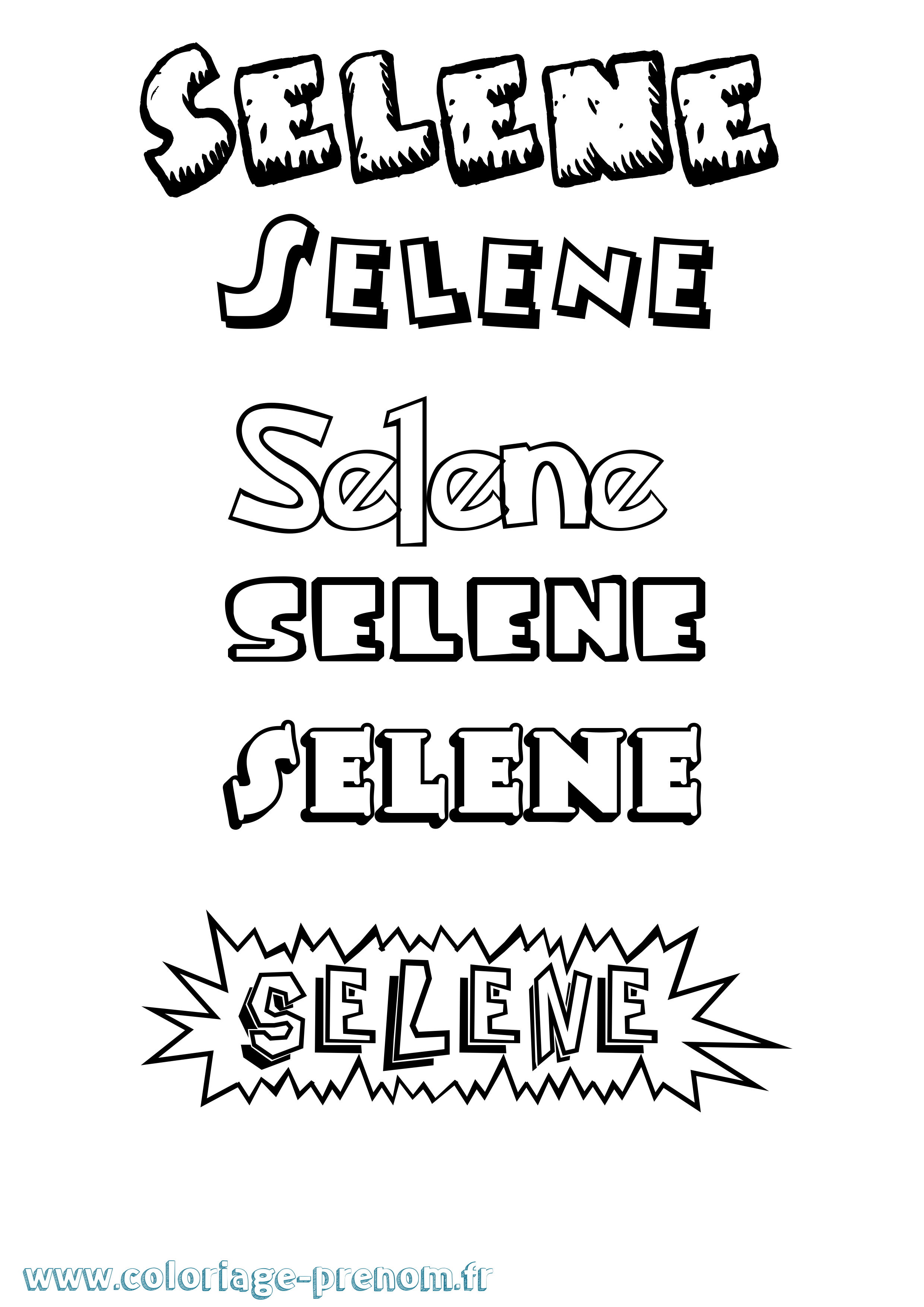 Coloriage Selene Dessin Animé Coloriage prénom Selene Dessin Animé
