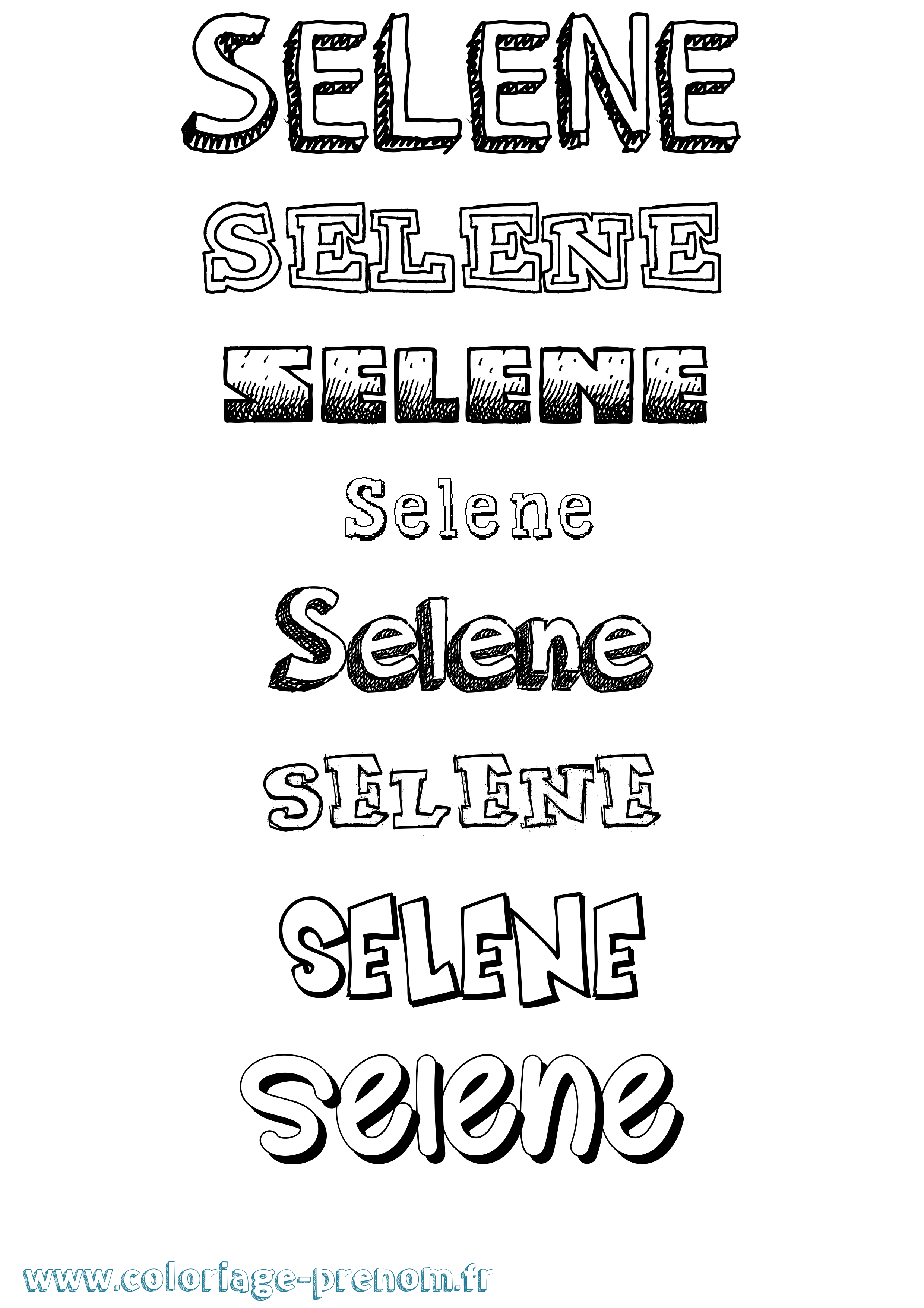 Coloriage prénom Selene Dessiné