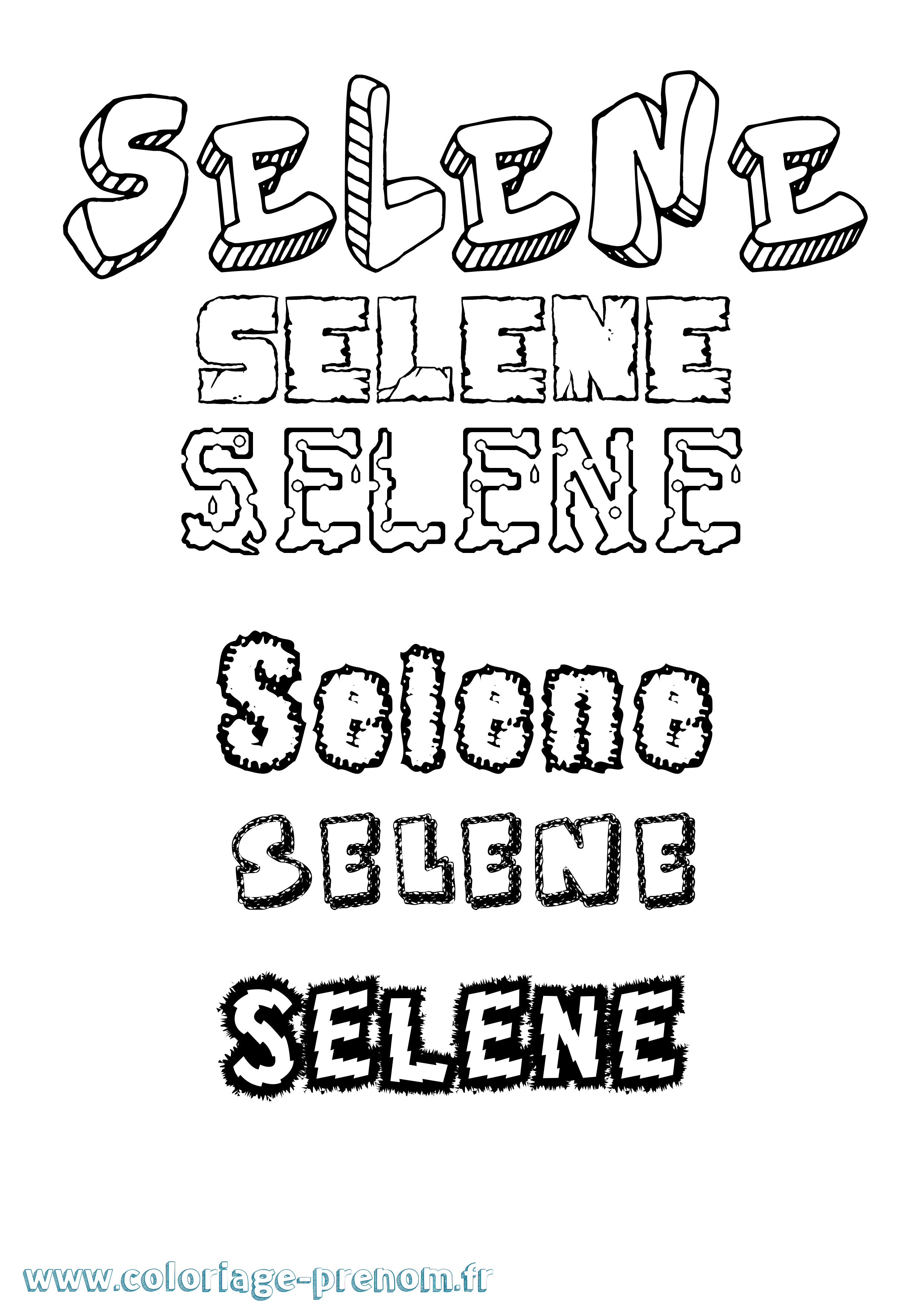 Coloriage prénom Selene Destructuré