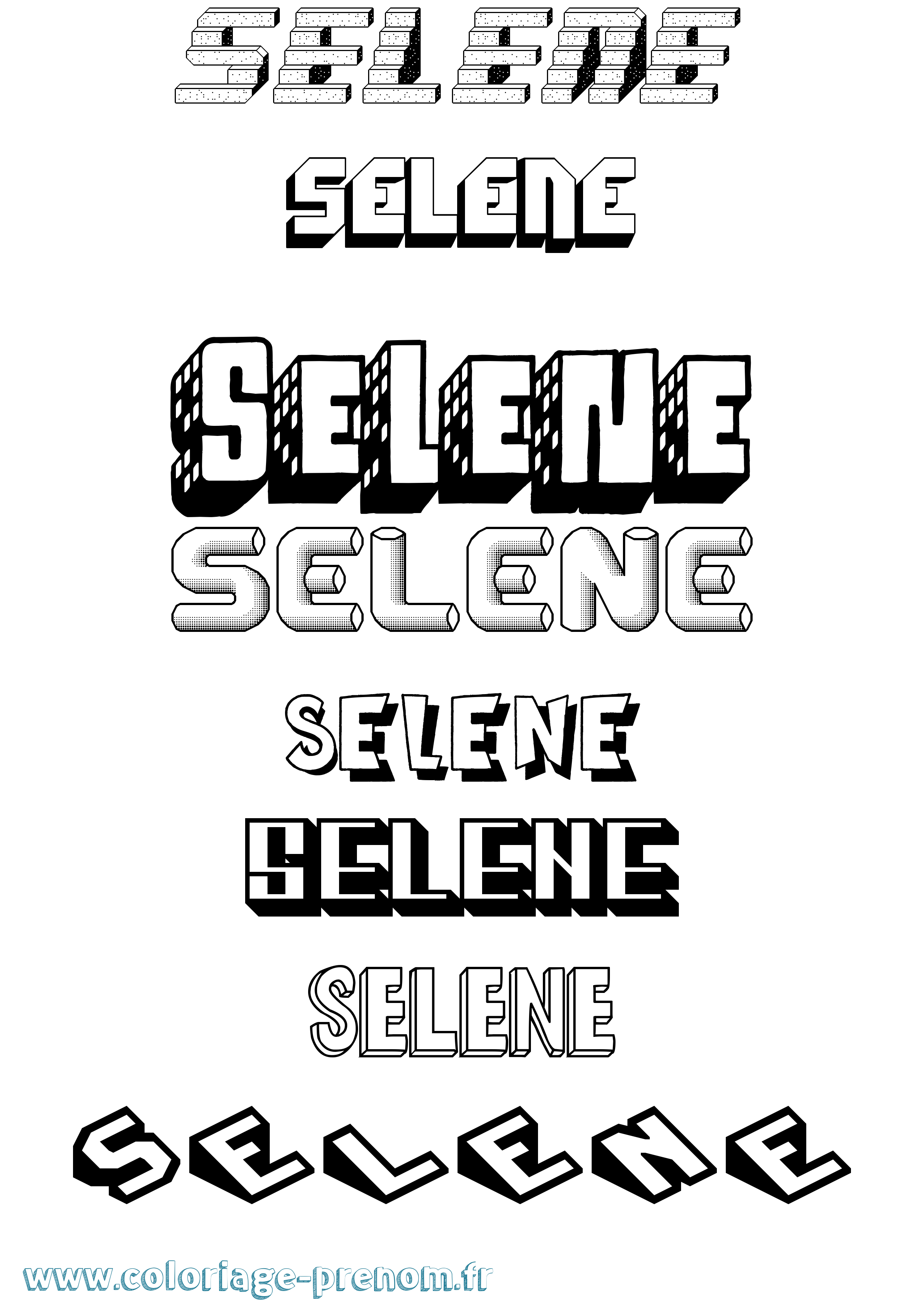 Coloriage prénom Selene Effet 3D