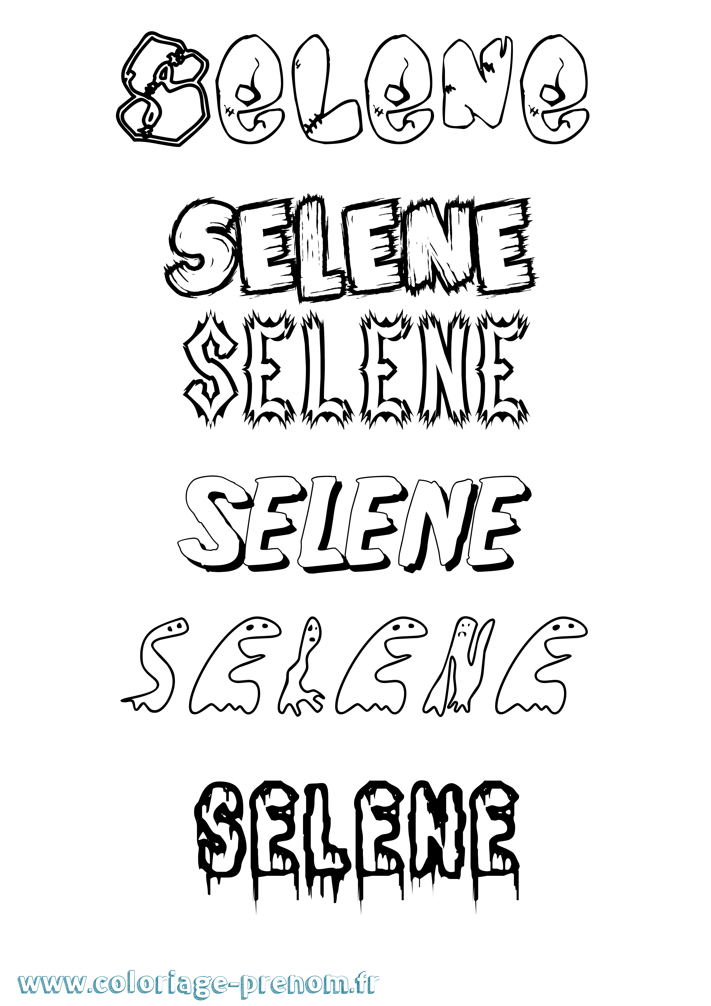 Coloriage Selene Frisson Coloriage prénom Selene Frisson