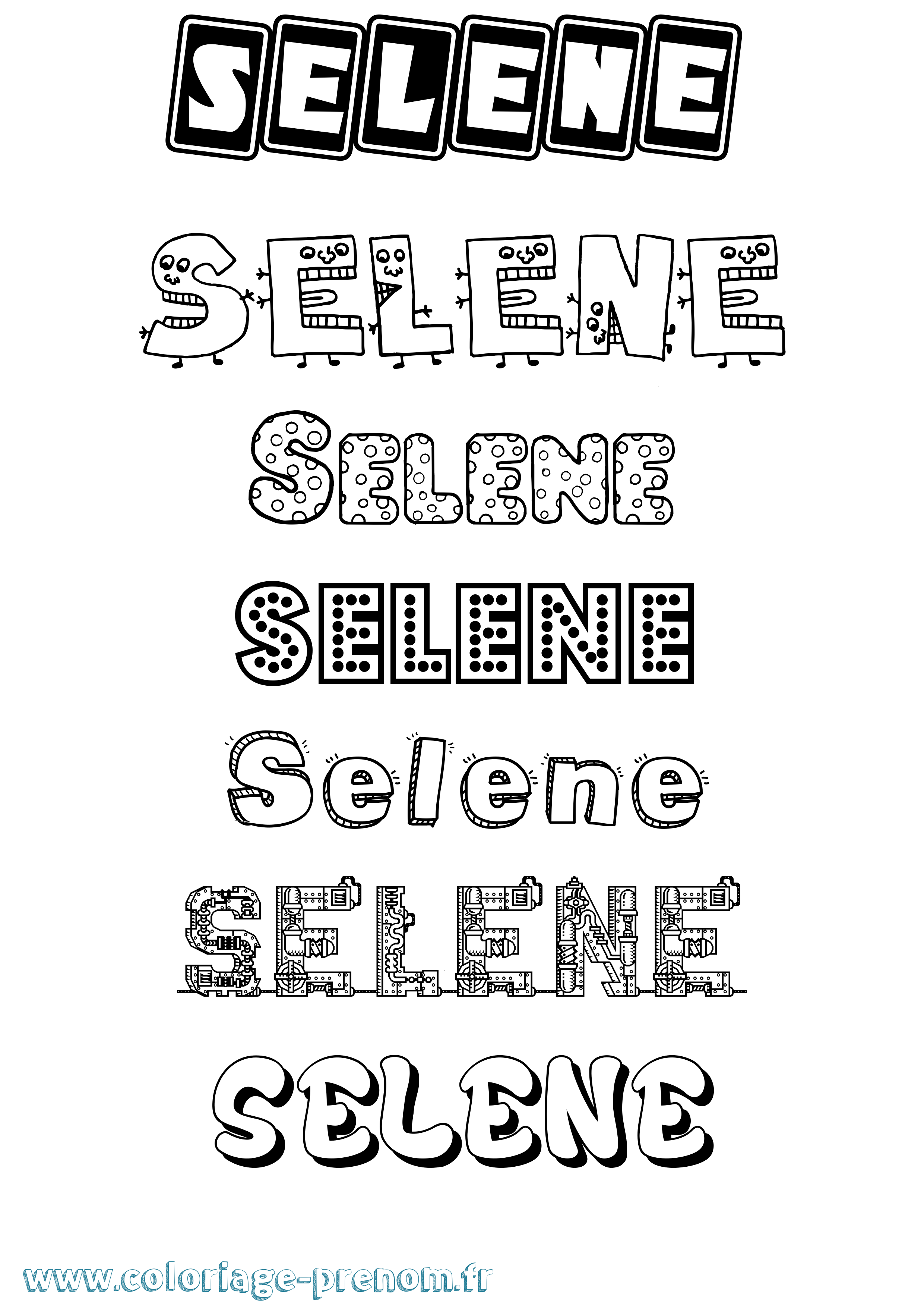 Coloriage Selene Fun Coloriage prénom Selene Fun