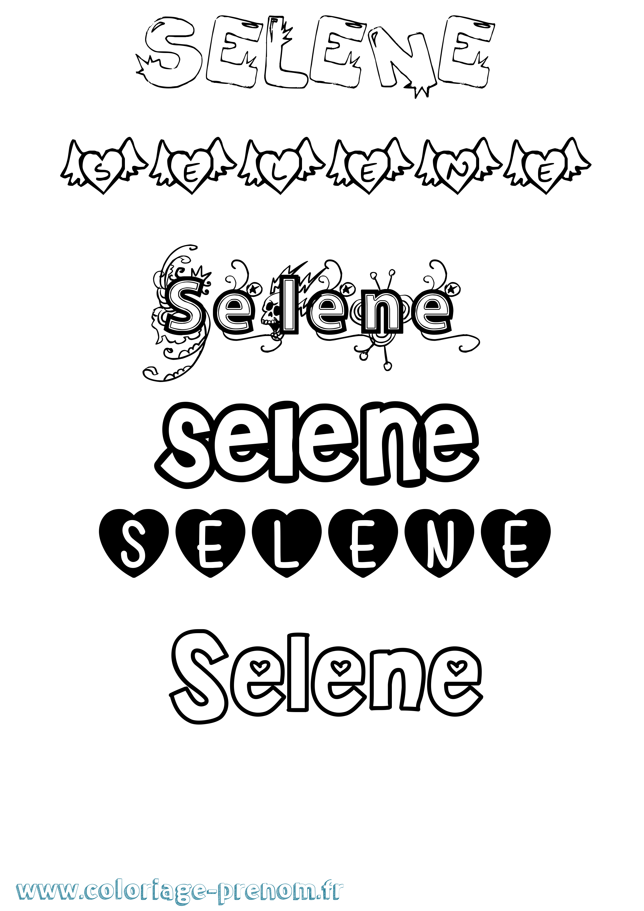 Coloriage Selene Girly Coloriage prénom Selene Girly