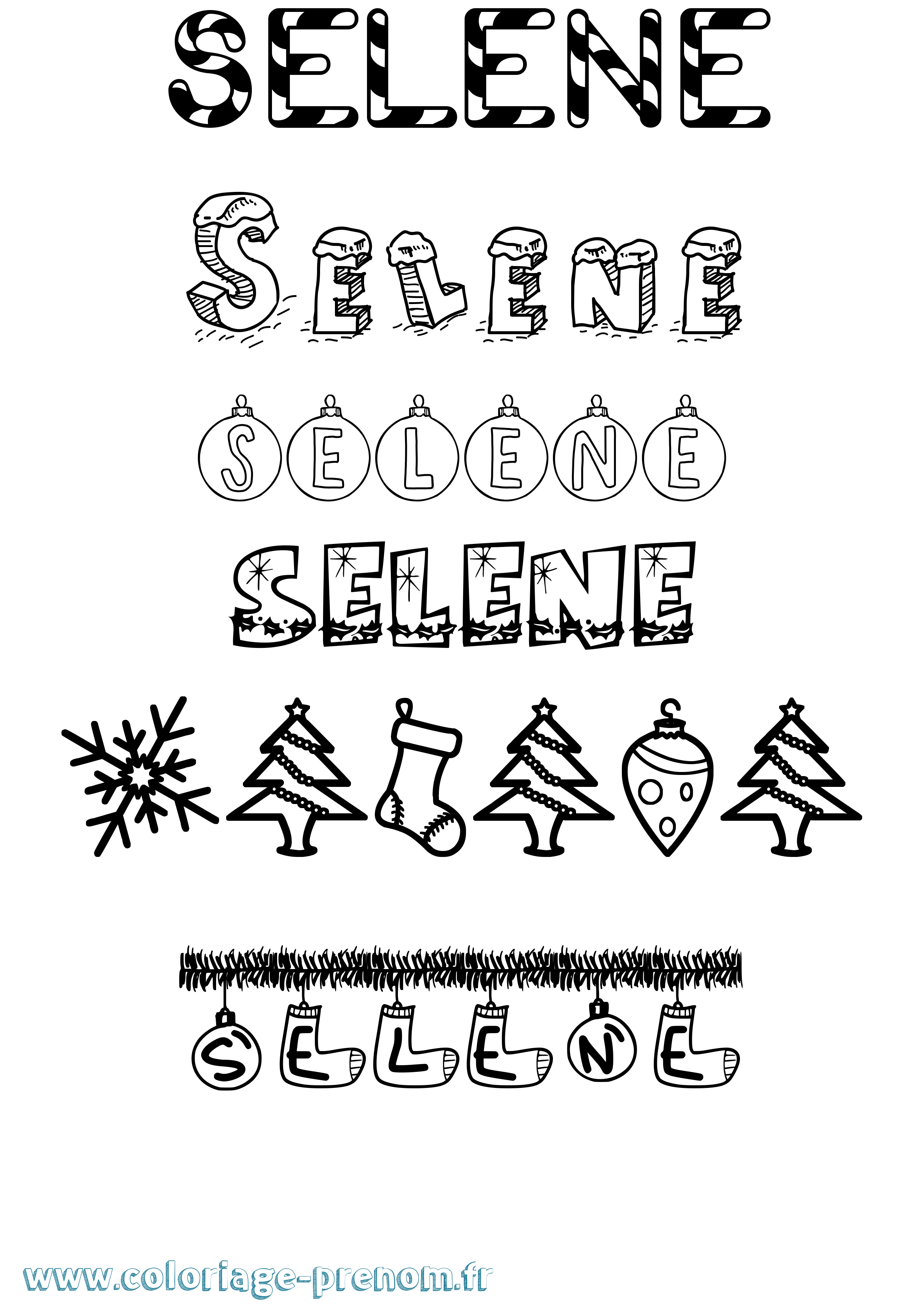 Coloriage Selene Noël Coloriage prénom Selene Noël