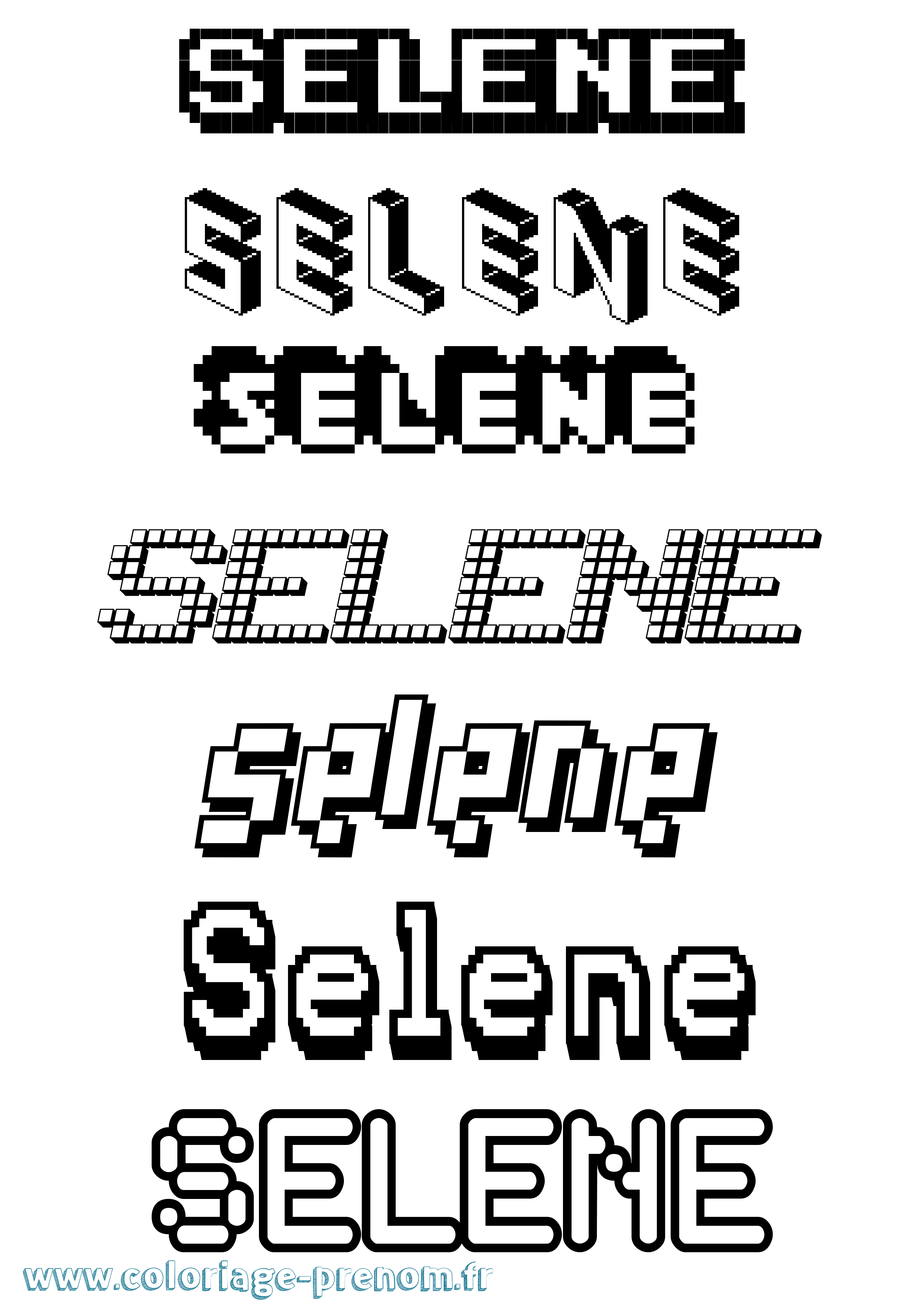 Coloriage prénom Selene Pixel
