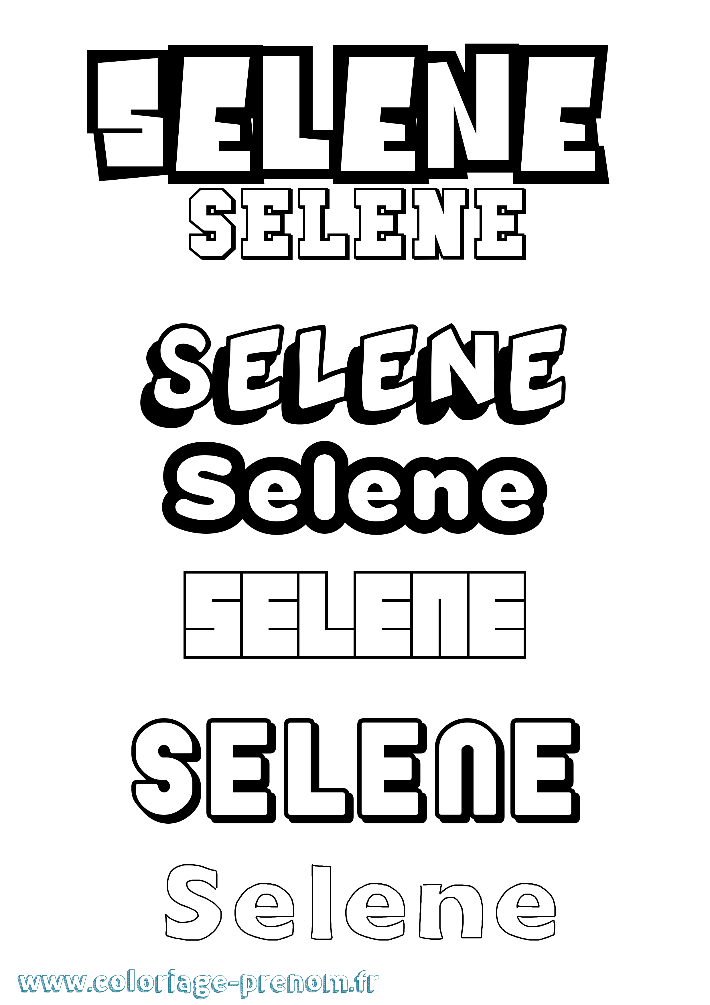 Coloriage Selene Simple Coloriage prénom Selene Simple