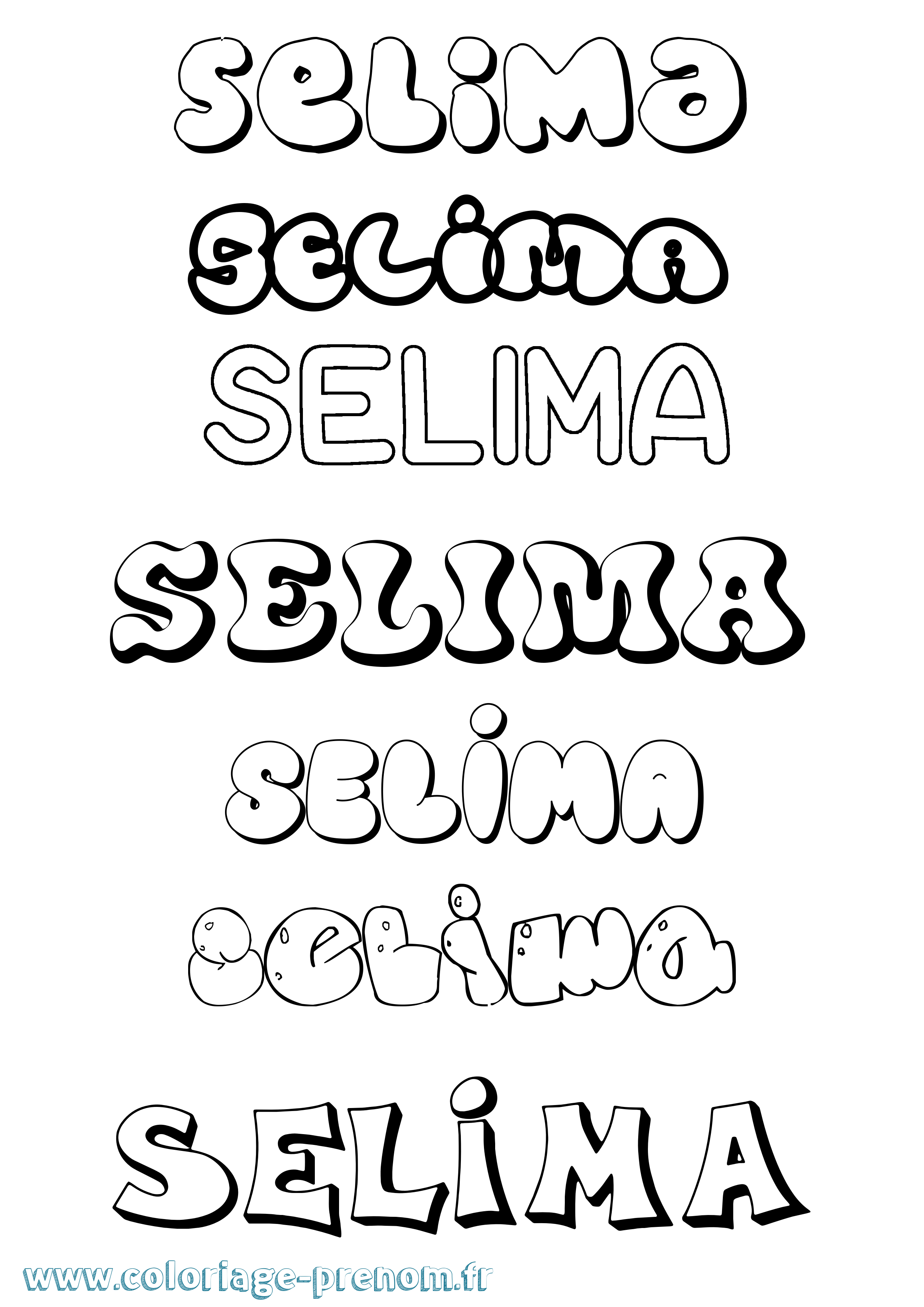Coloriage prénom Selima Bubble