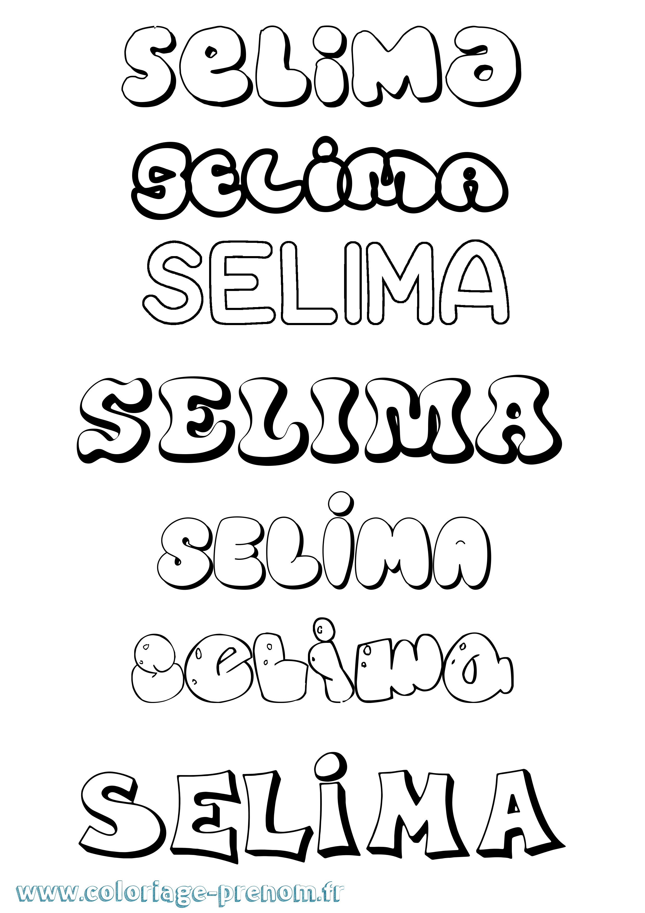 Coloriage Selima Bubble Coloriage prénom Selima Bubble