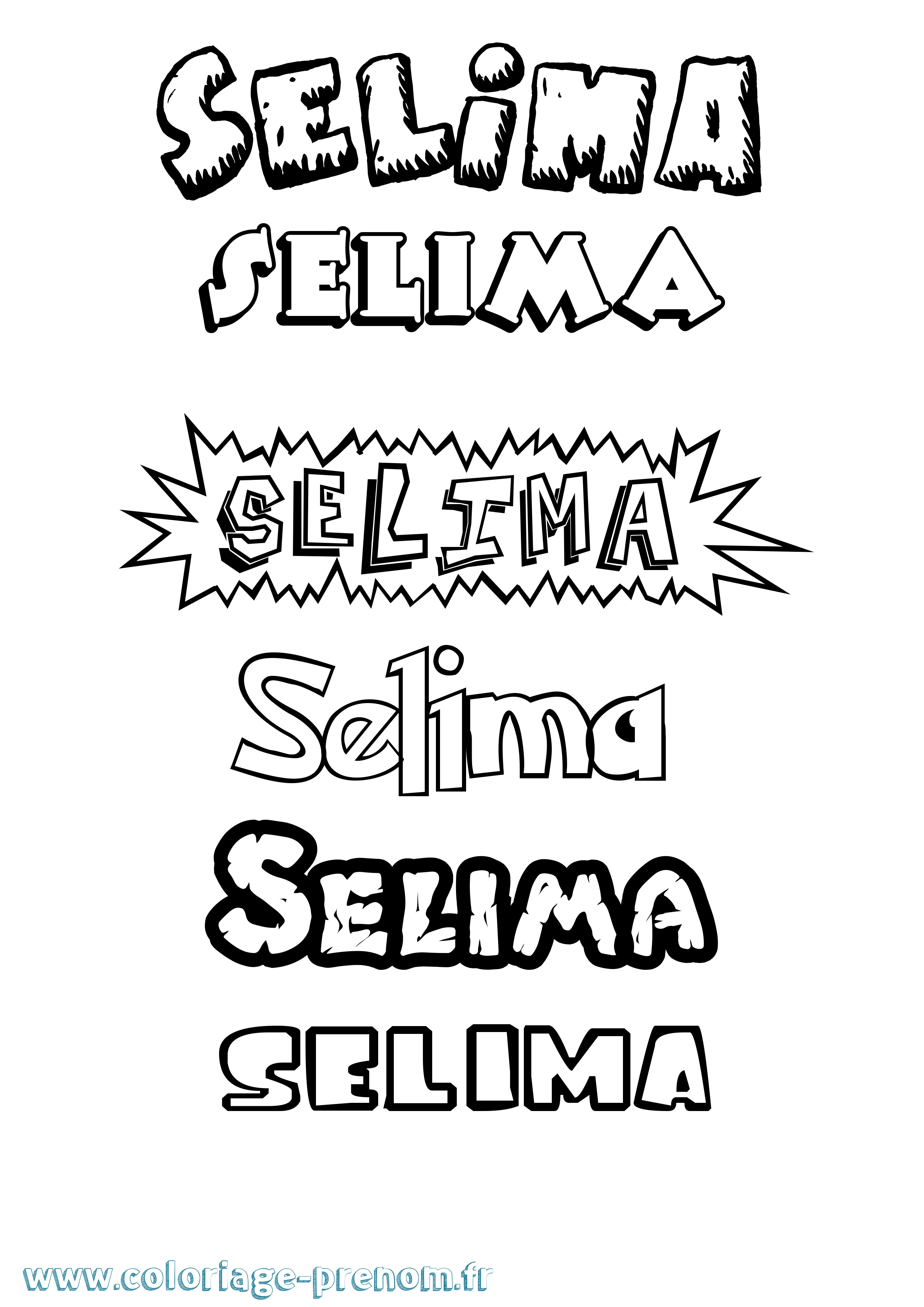 Coloriage Selima Dessin Animé Coloriage prénom Selima Dessin Animé
