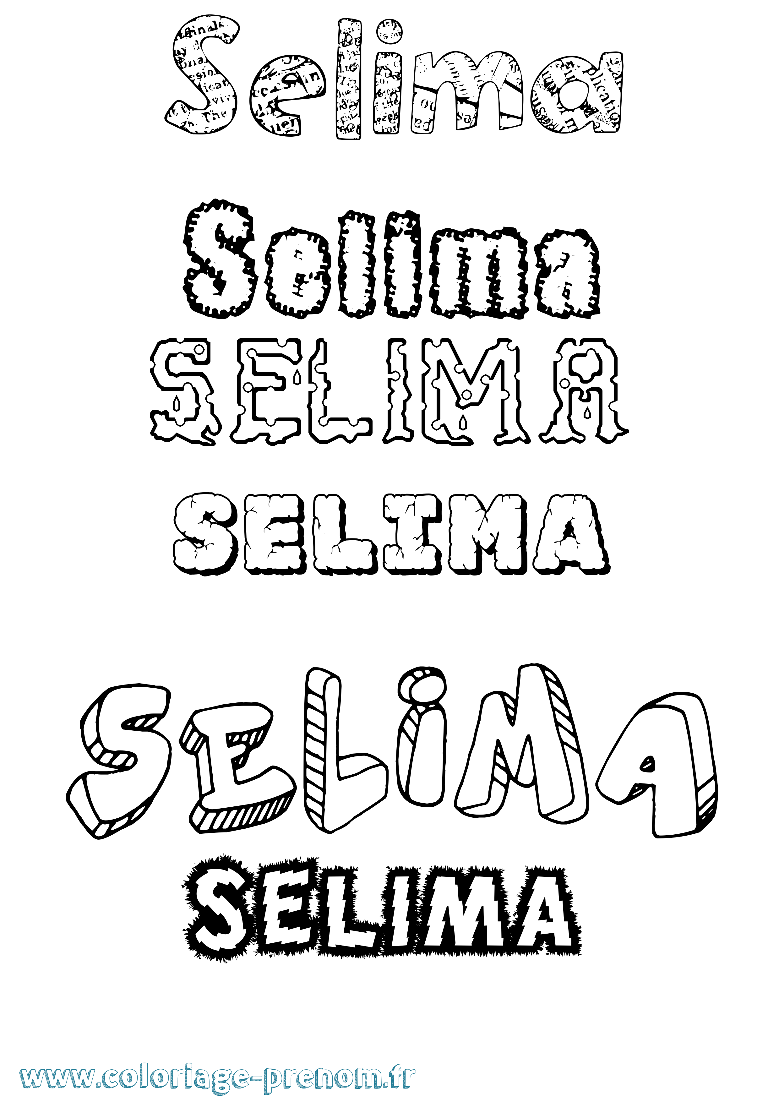 Coloriage prénom Selima Destructuré