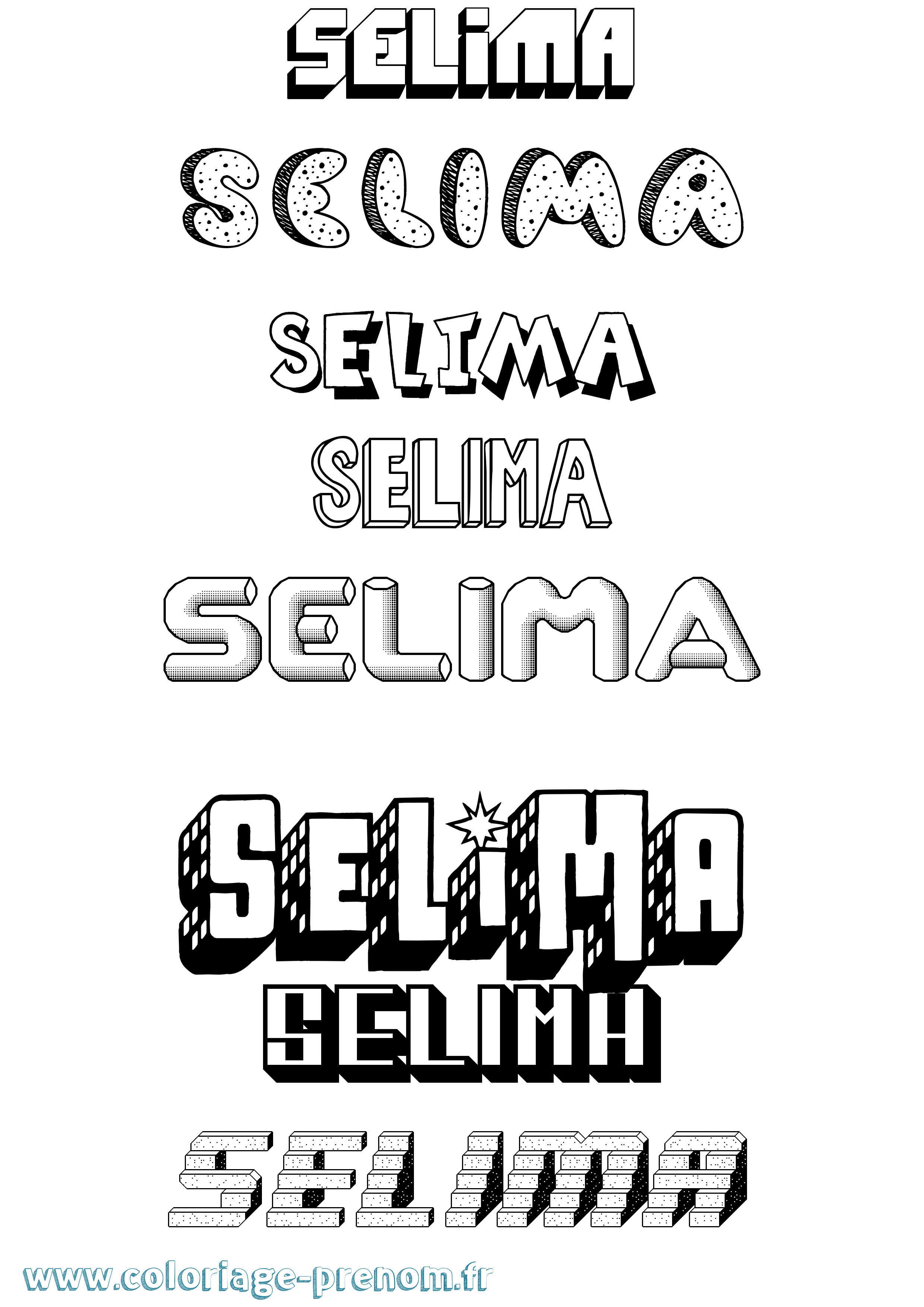 Coloriage prénom Selima Effet 3D