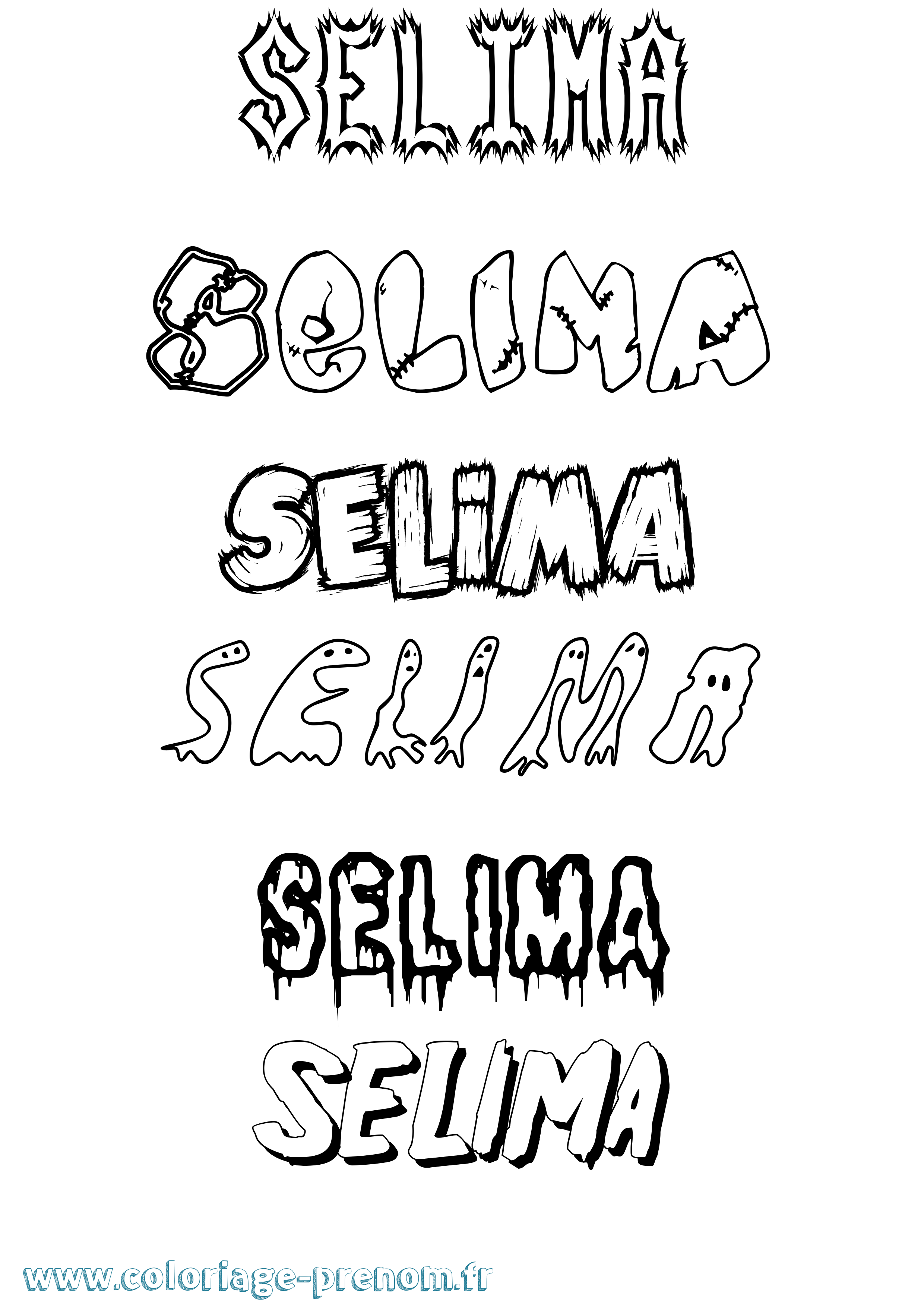 Coloriage Selima Frisson Coloriage prénom Selima Frisson