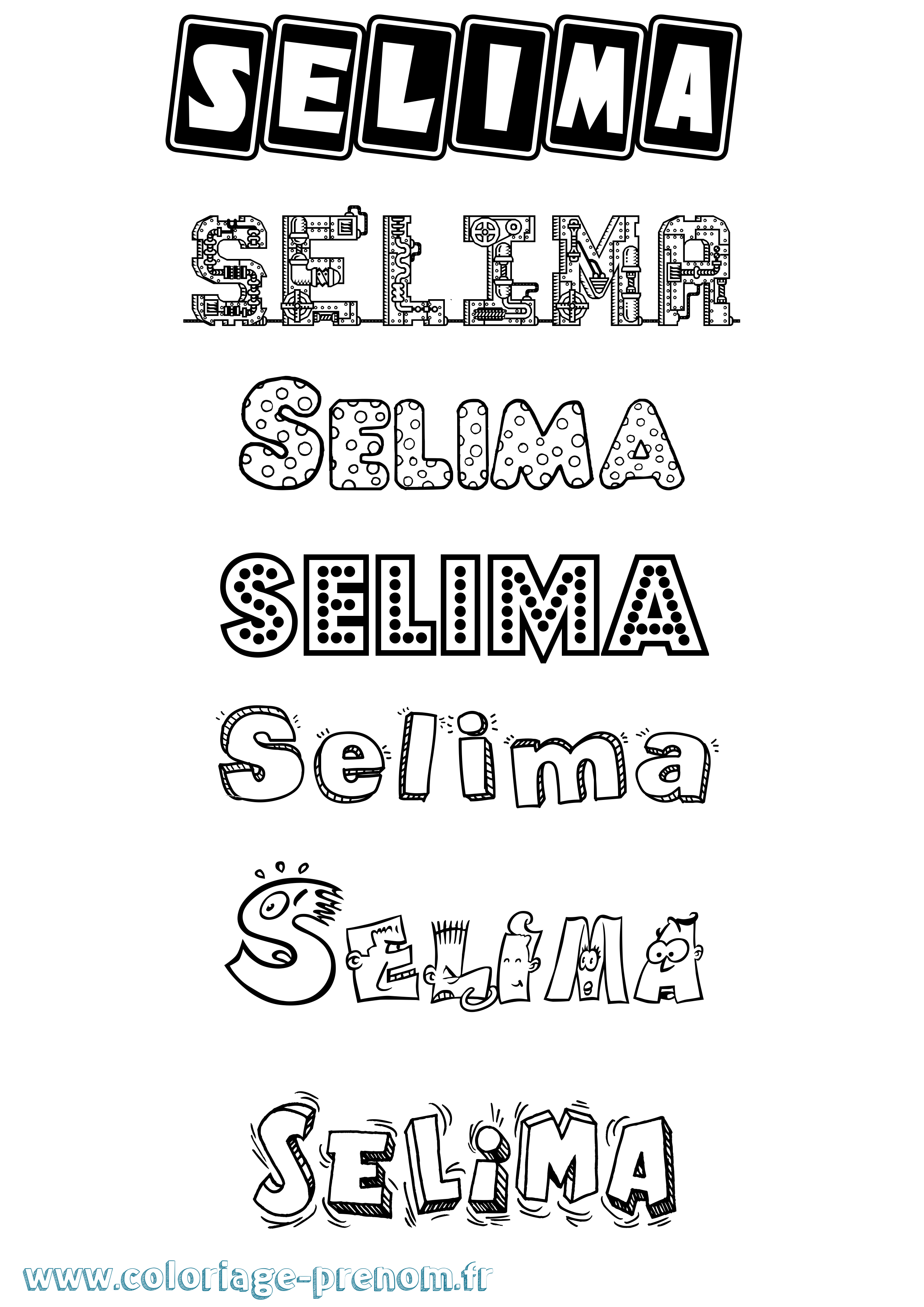 Coloriage prénom Selima Fun
