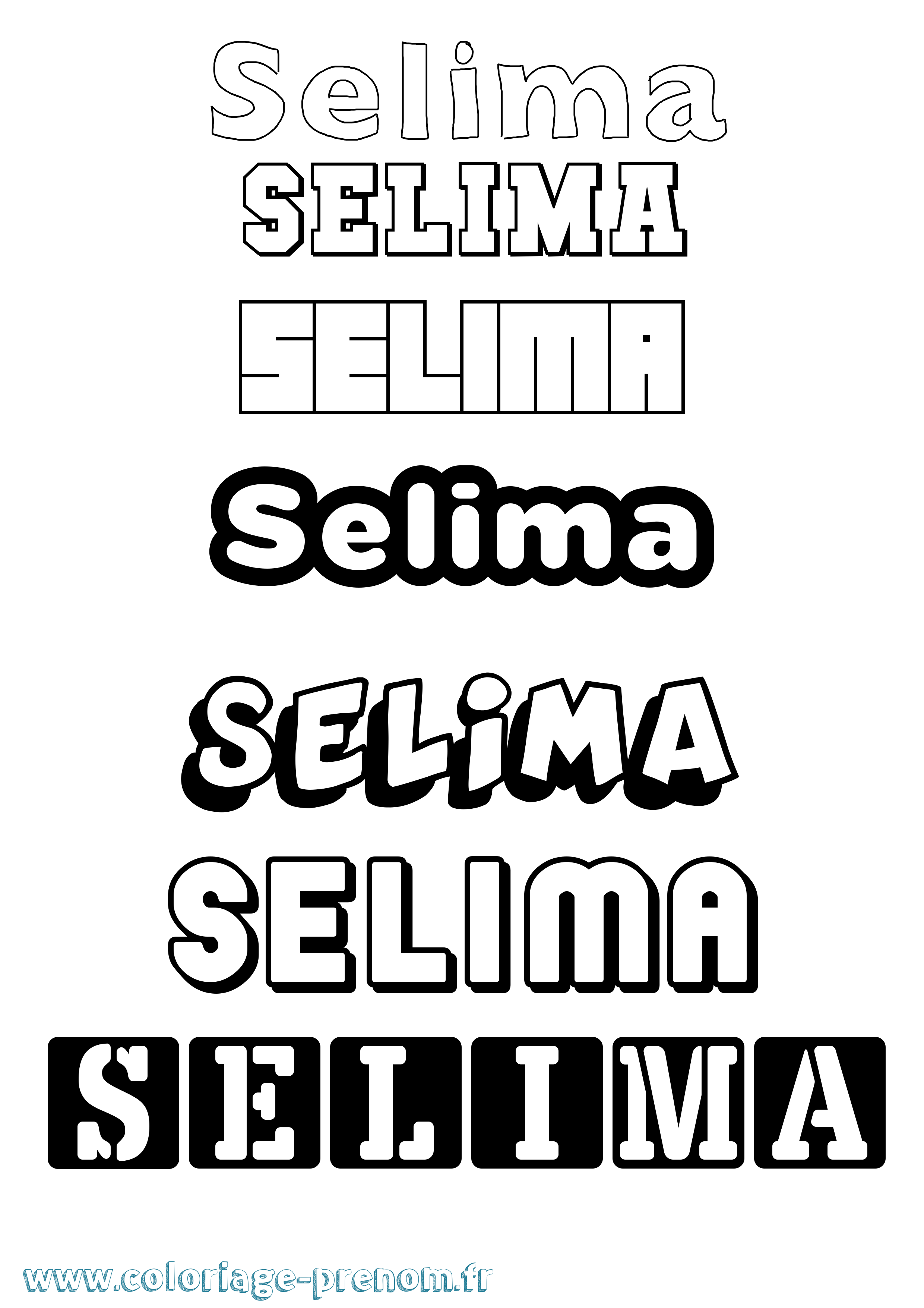 Coloriage prénom Selima Simple