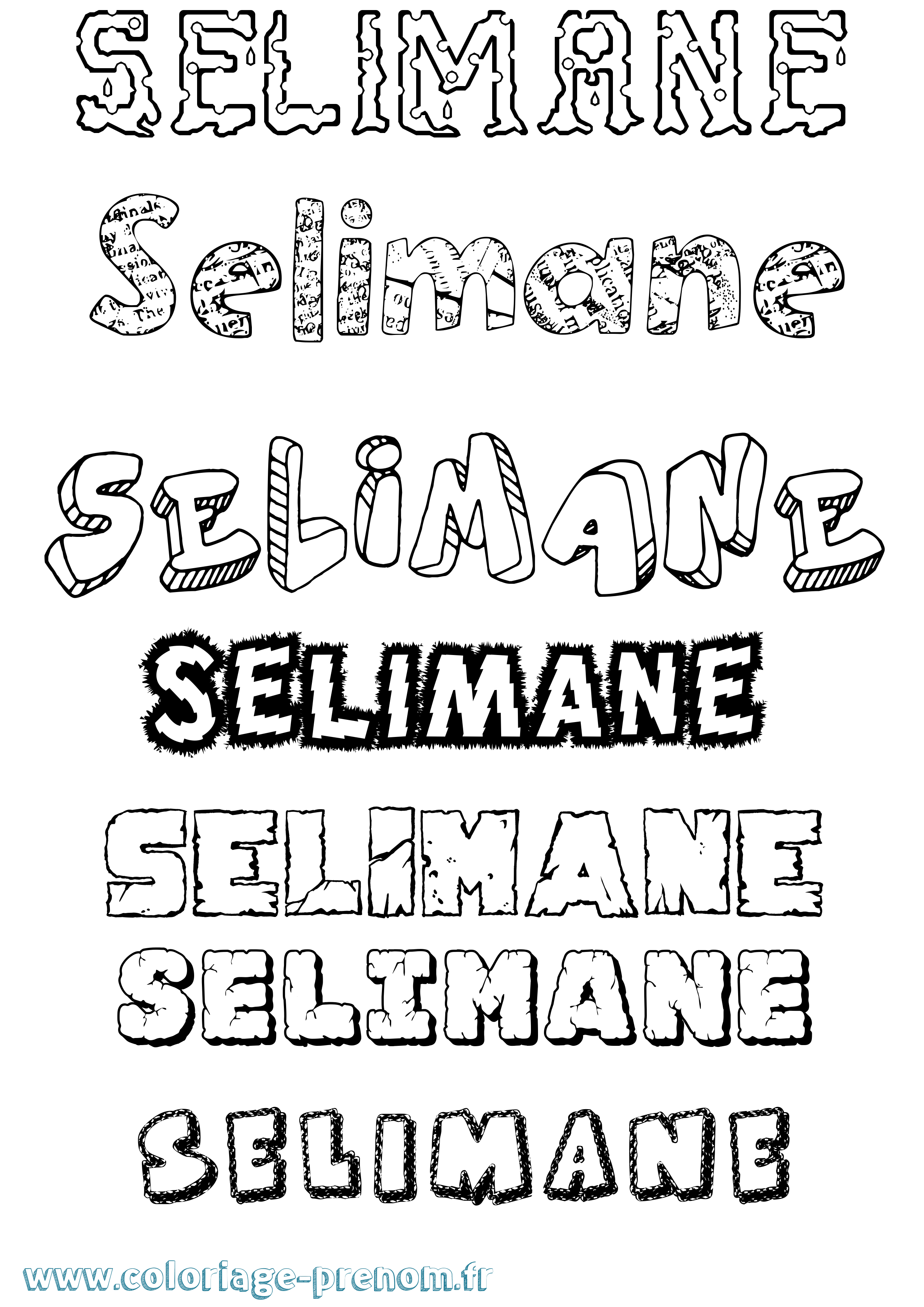 Coloriage prénom Selimane Destructuré