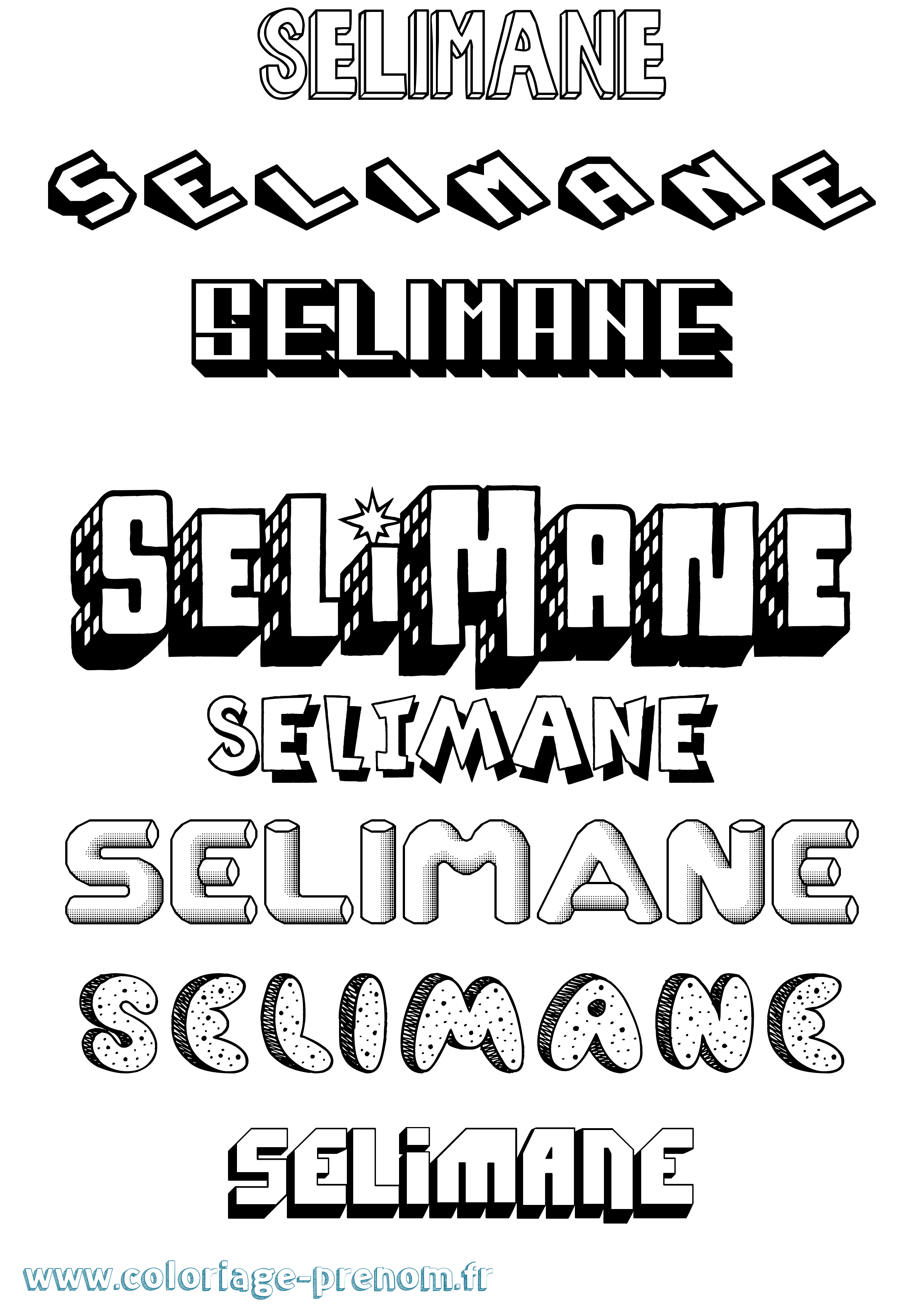 Coloriage prénom Selimane Effet 3D
