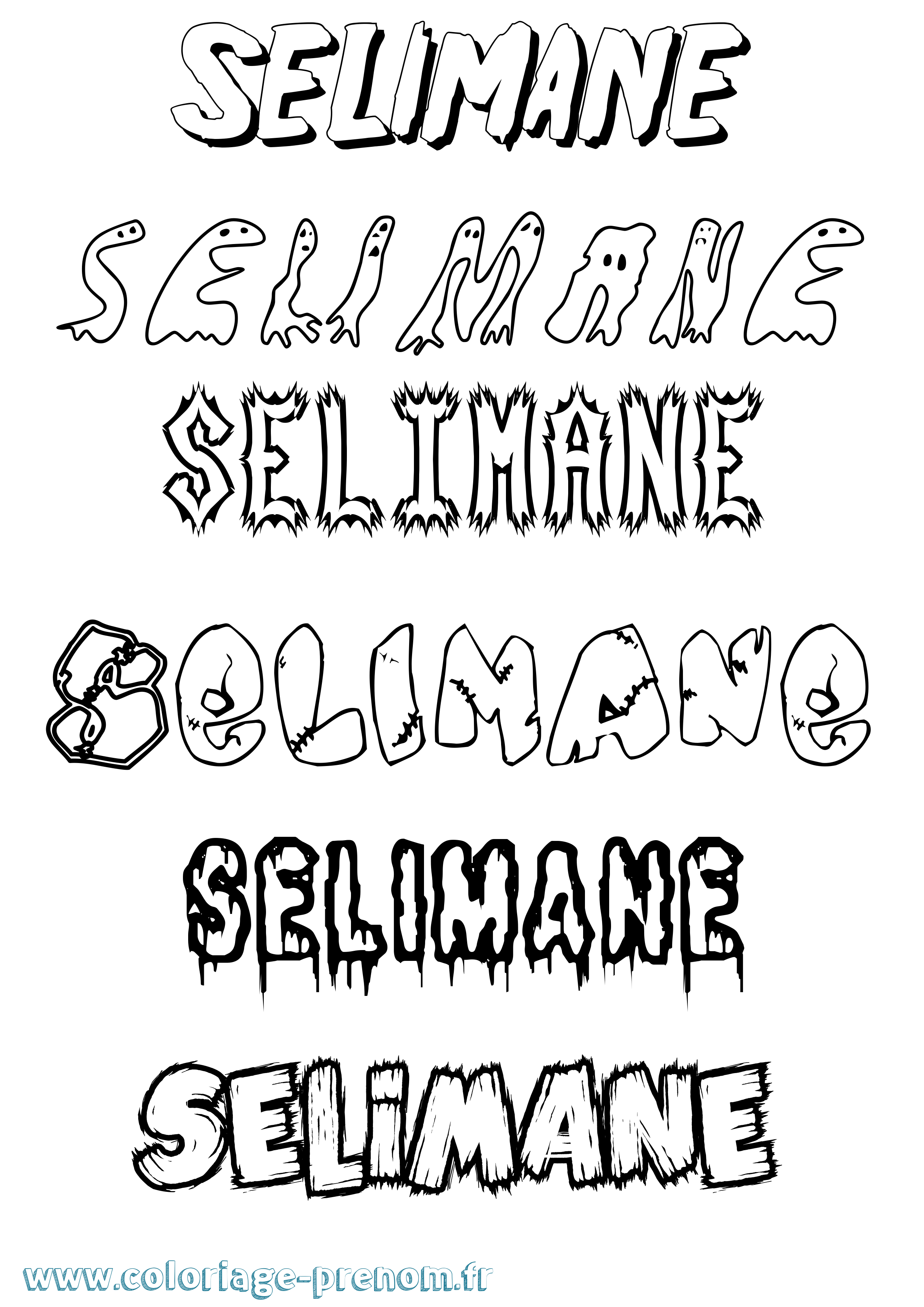 Coloriage prénom Selimane Frisson