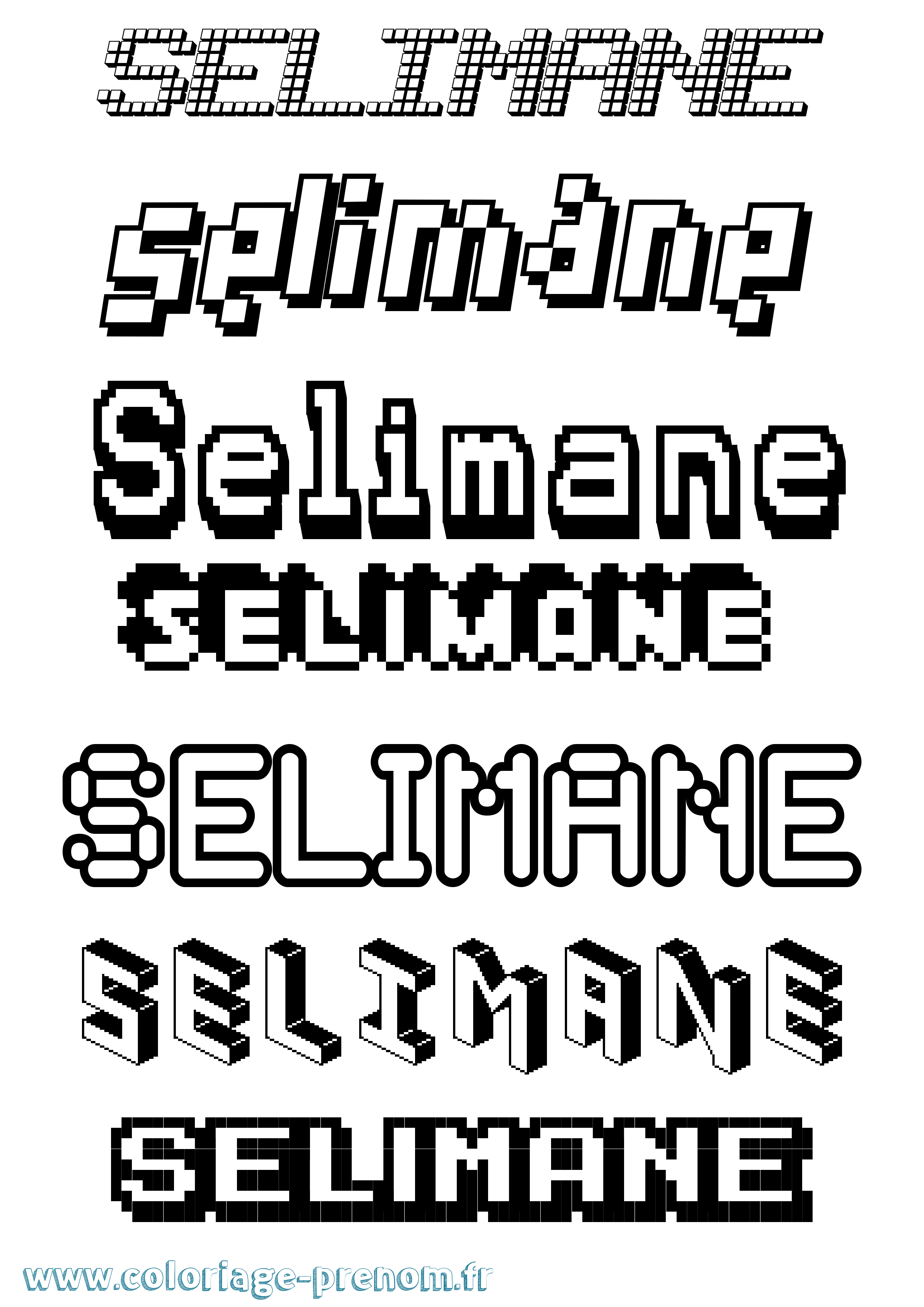 Coloriage prénom Selimane Pixel