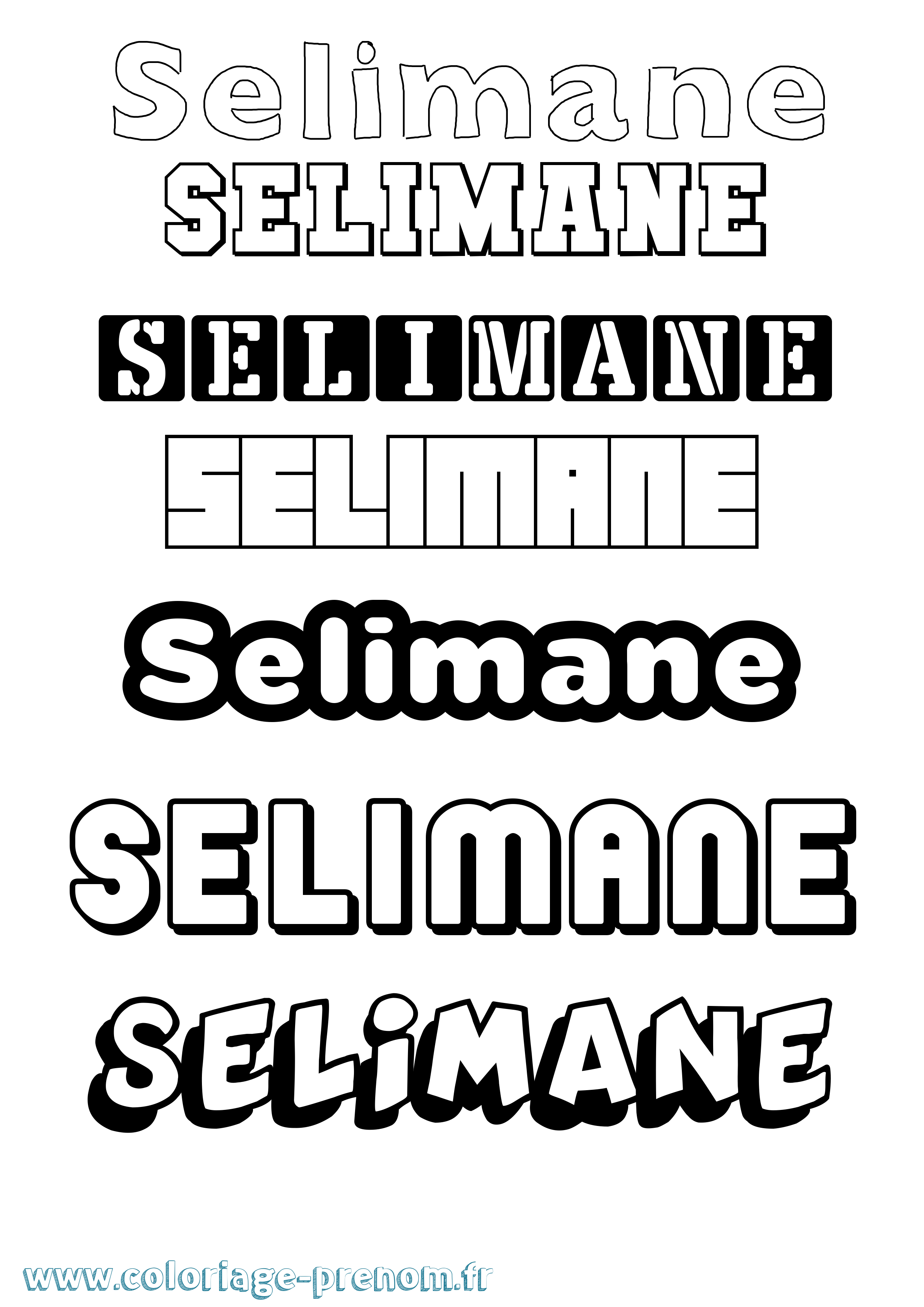 Coloriage prénom Selimane Simple