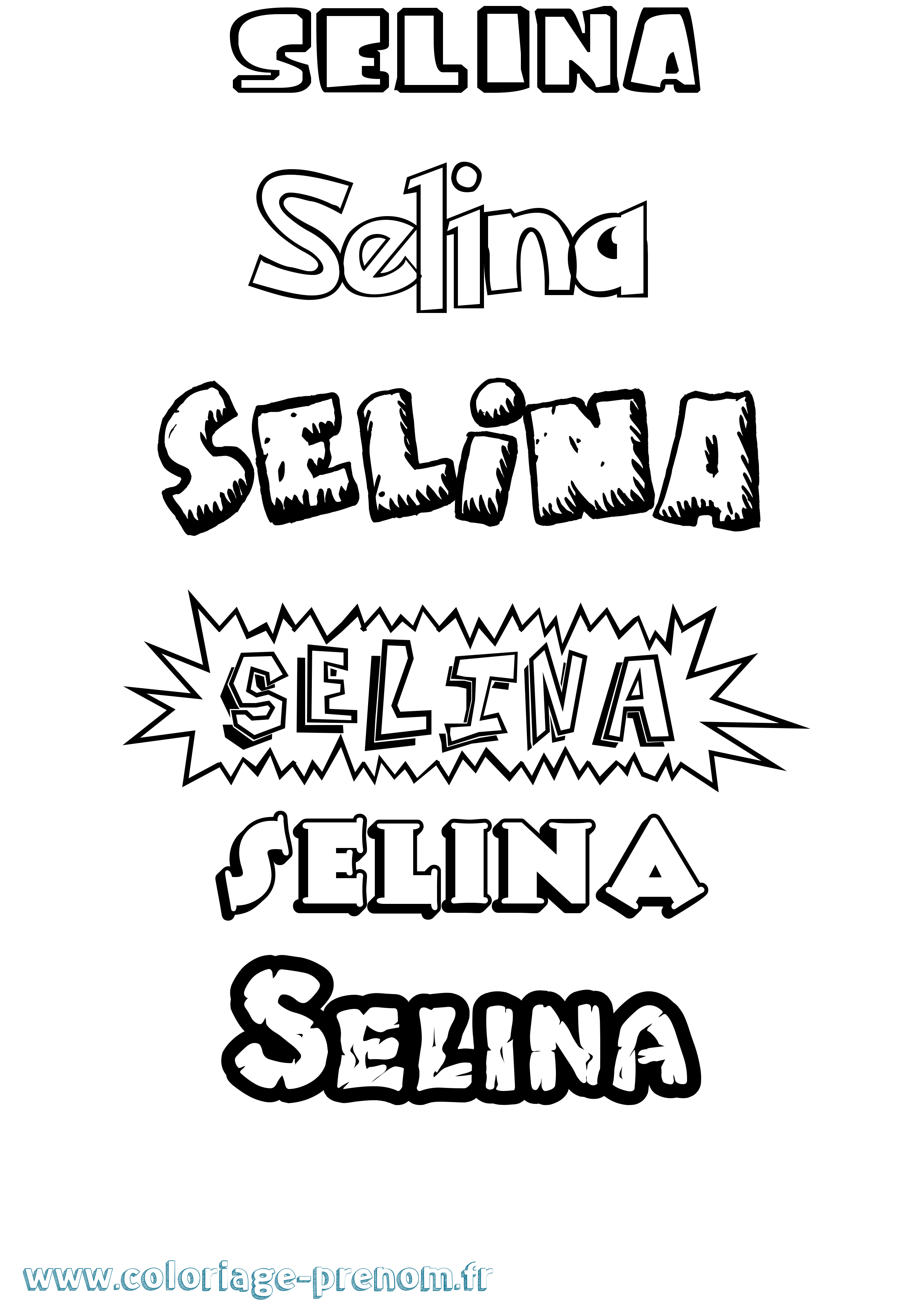 Coloriage prénom Selina Dessin Animé