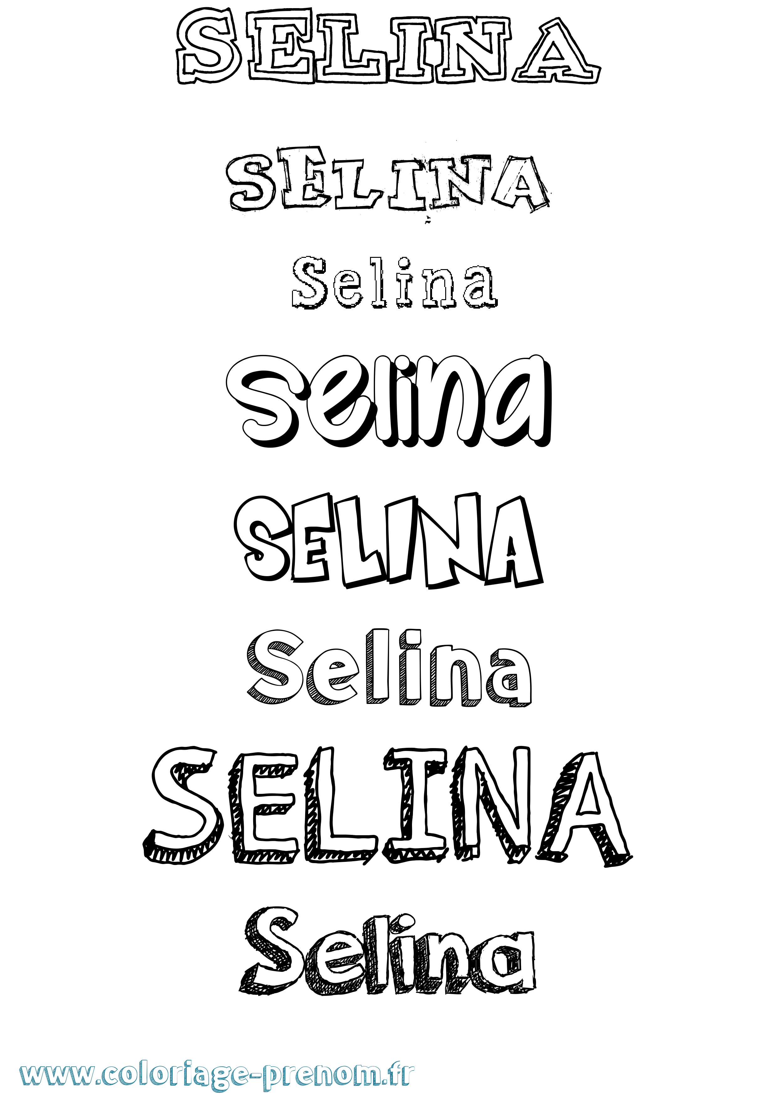 Coloriage prénom Selina Dessiné
