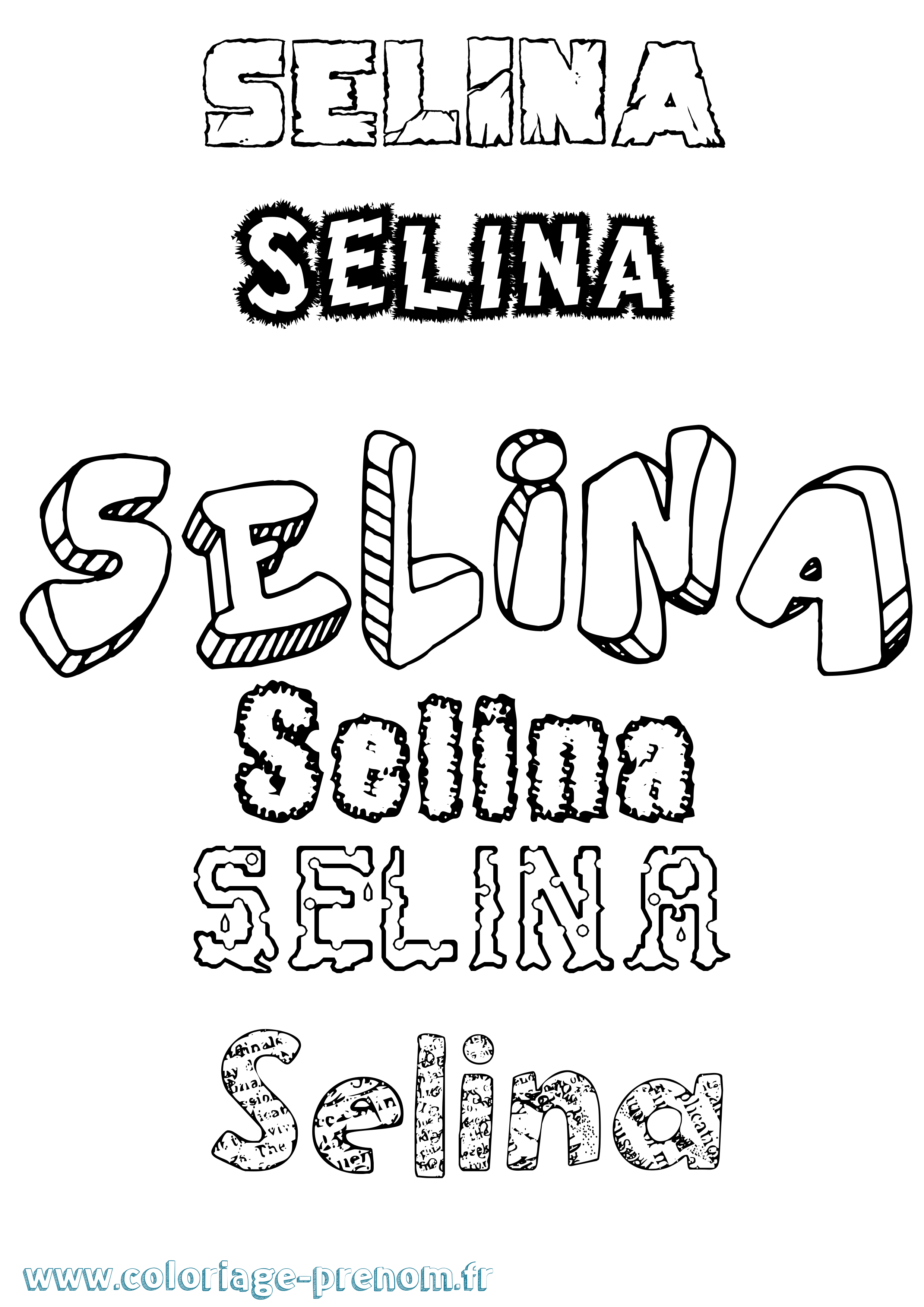 Coloriage prénom Selina Destructuré