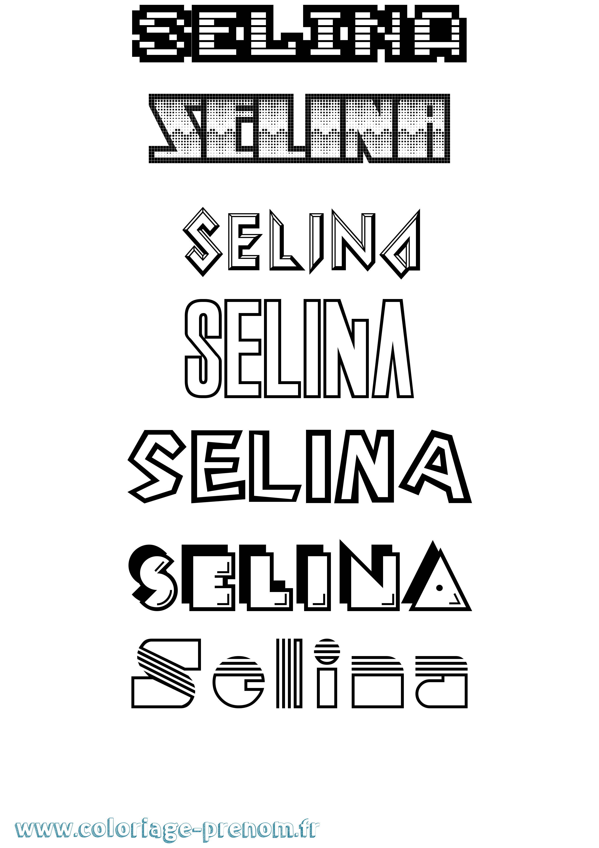 Coloriage prénom Selina Jeux Vidéos