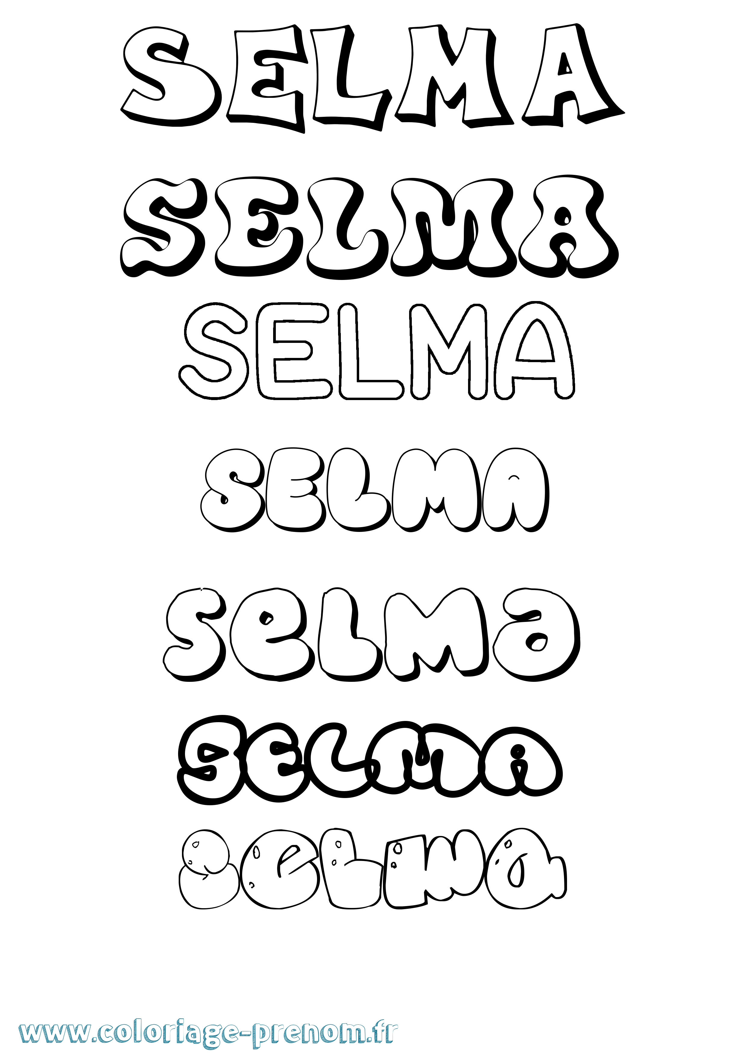 Coloriage prénom Selma Bubble