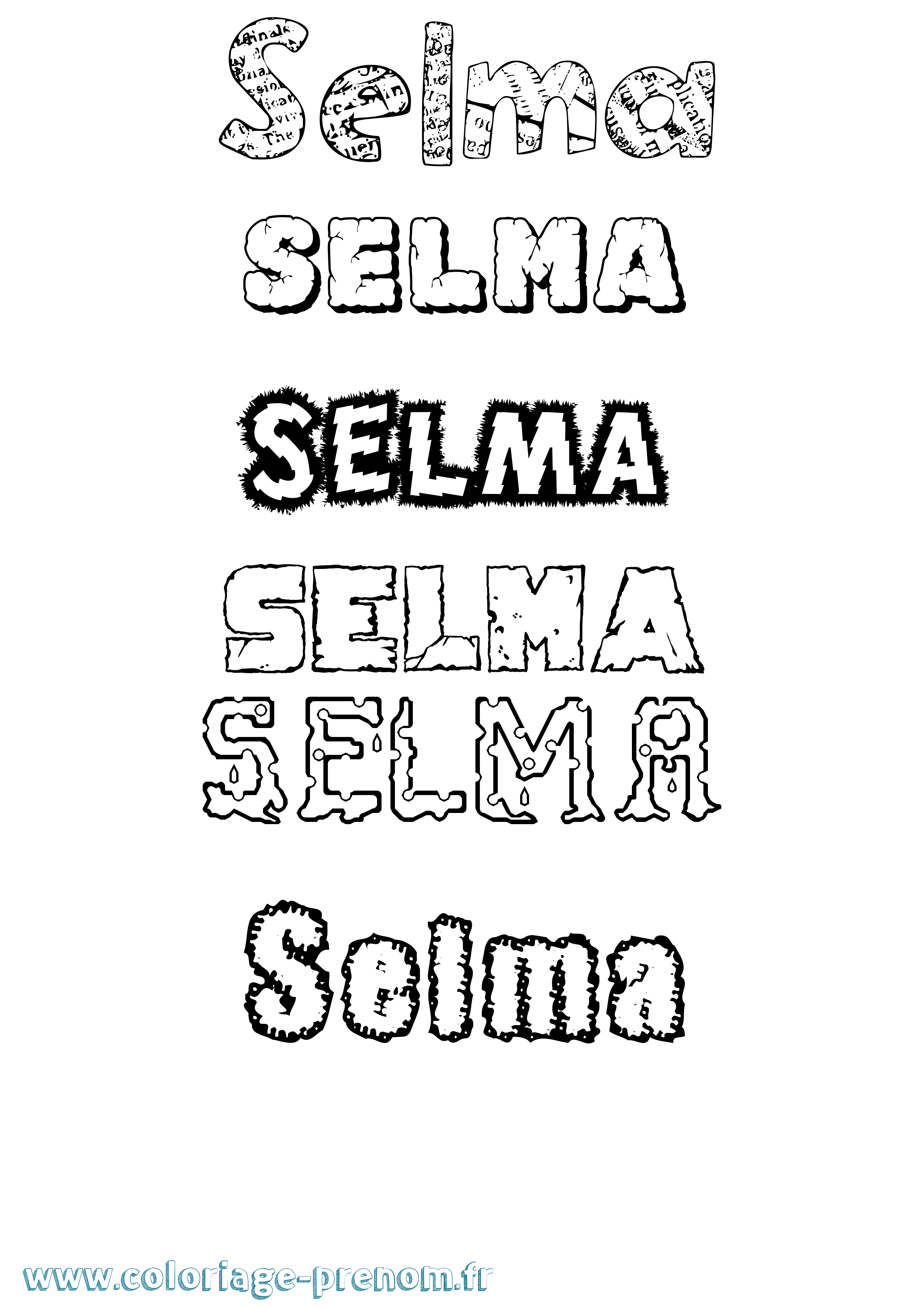 Coloriage prénom Selma Destructuré