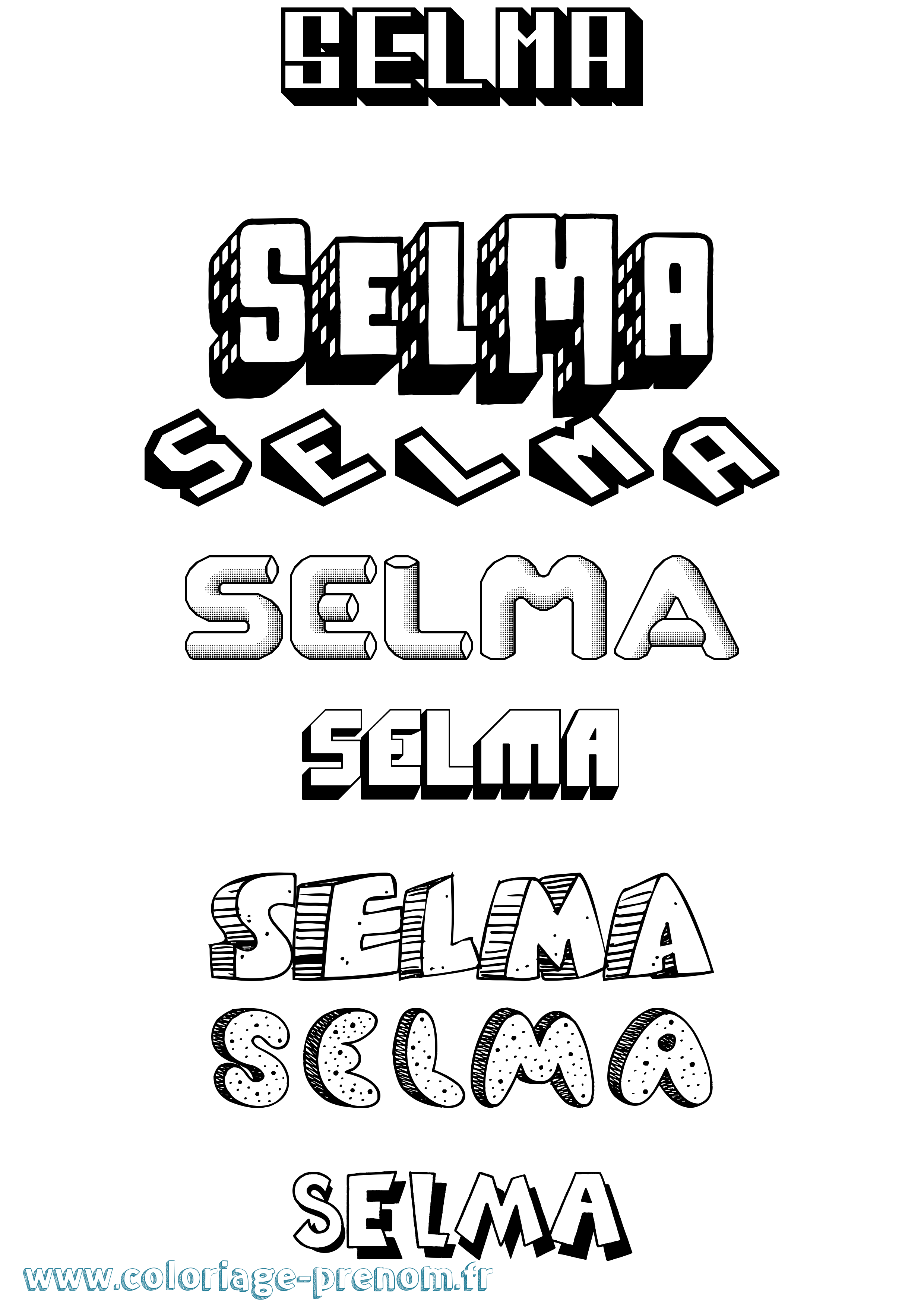 Coloriage prénom Selma Effet 3D