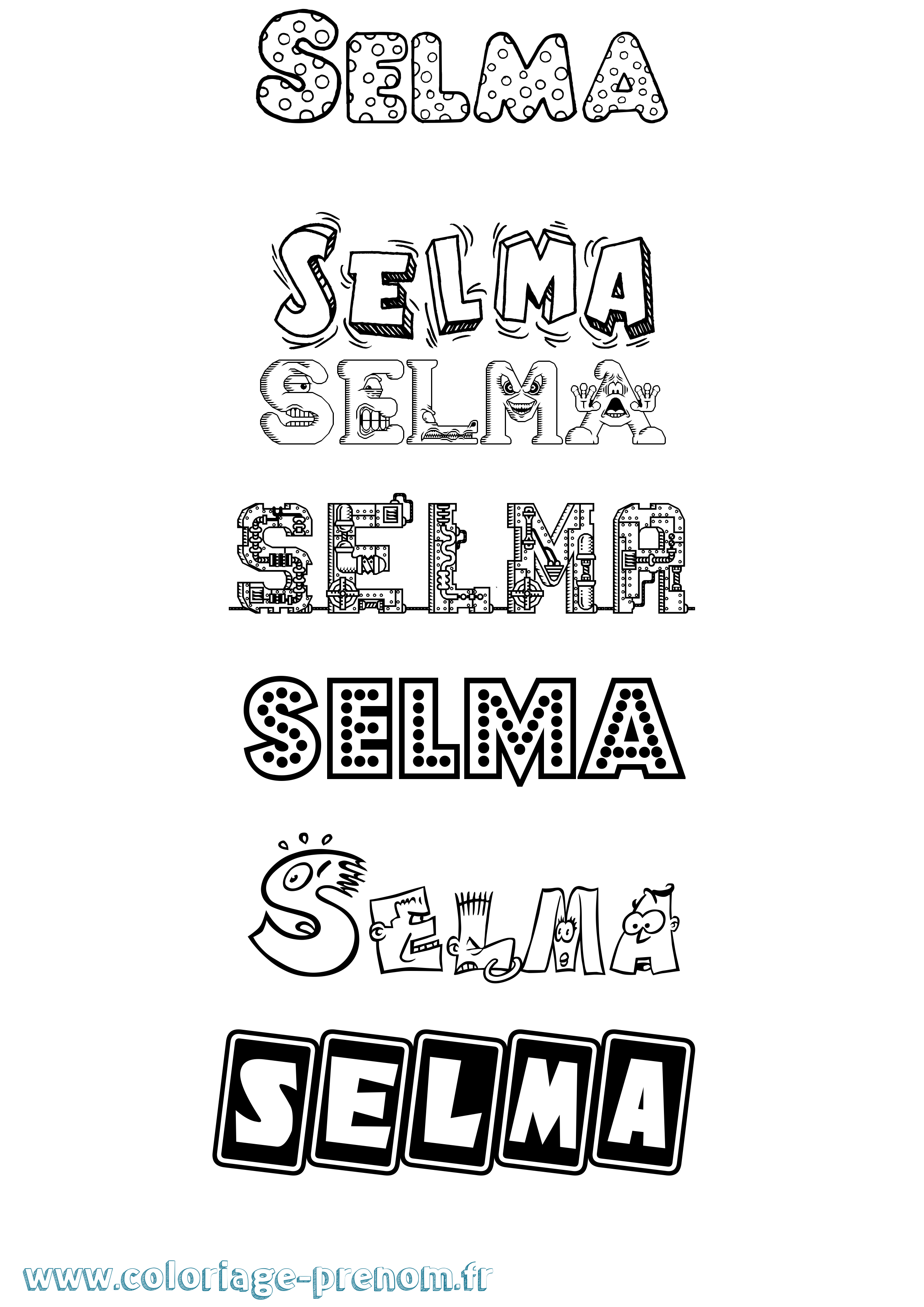 Coloriage prénom Selma Fun