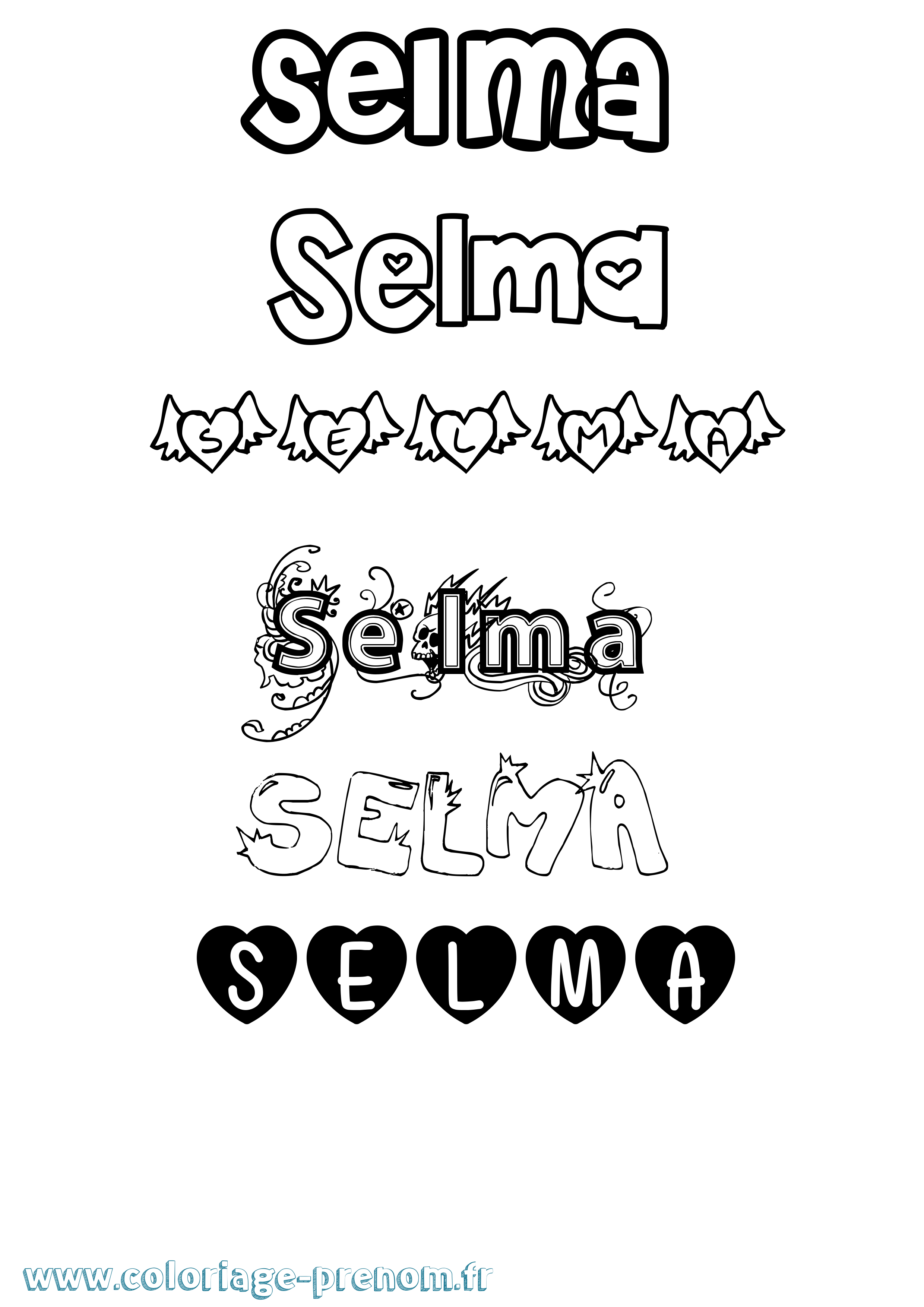 Coloriage prénom Selma Girly